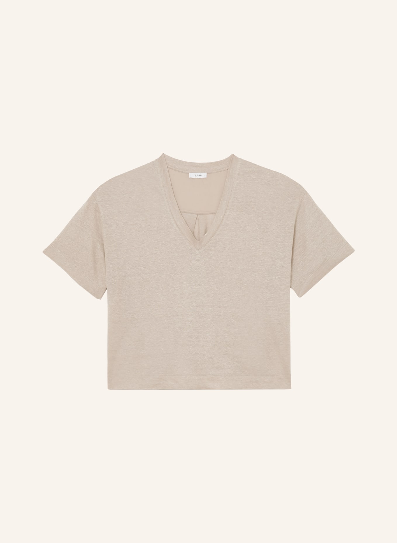 REISS T-shirt EMBER van linnen: BEIGE