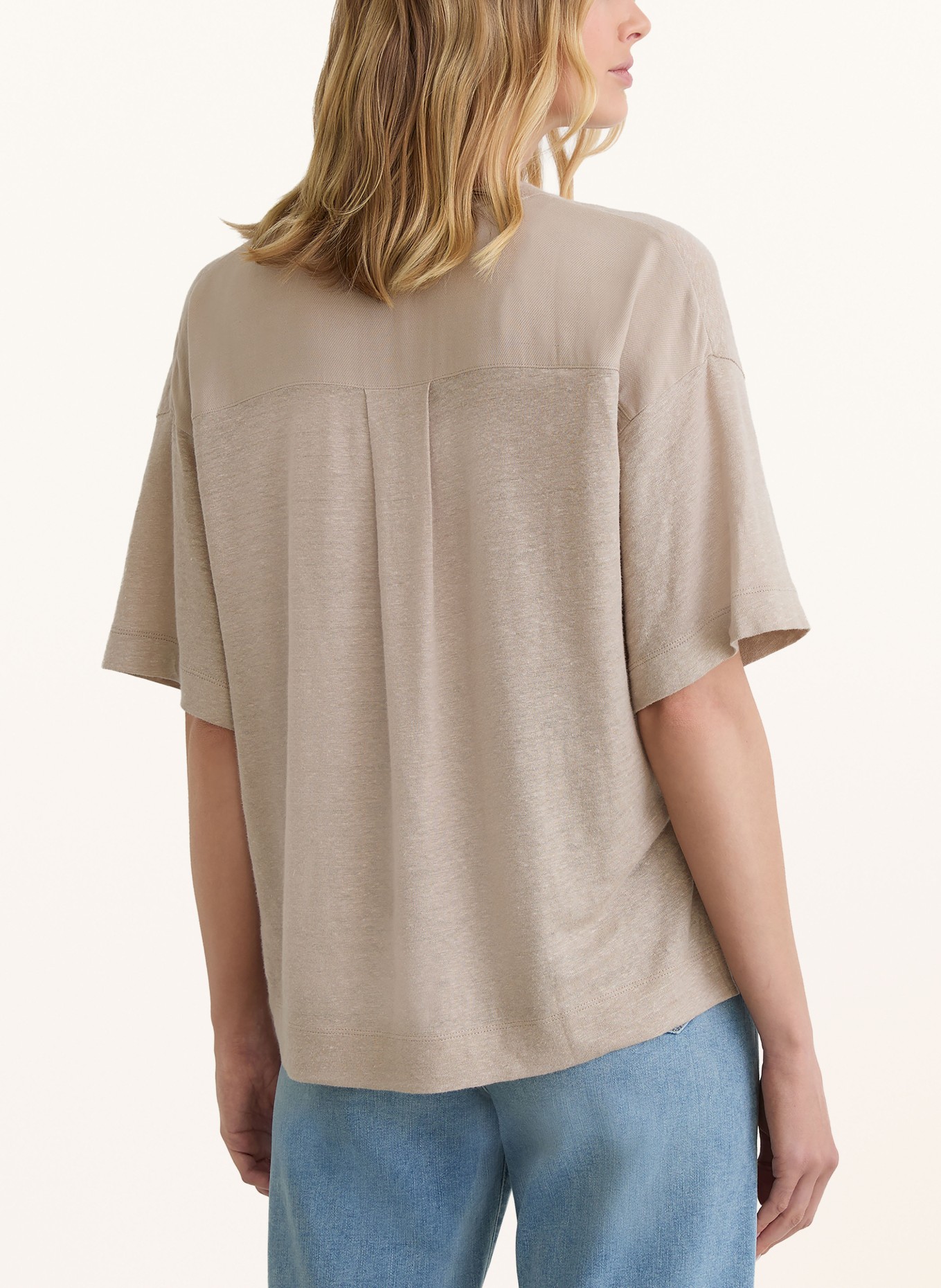 REISS T-shirt EMBER van linnen: BEIGE