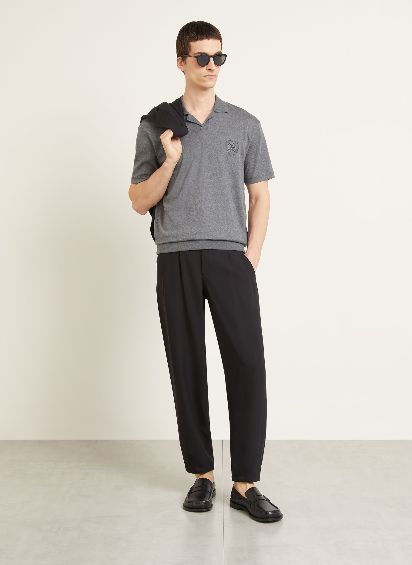 GIORGIO ARMANI Jersey-Poloshirt: DUNKELGRAU