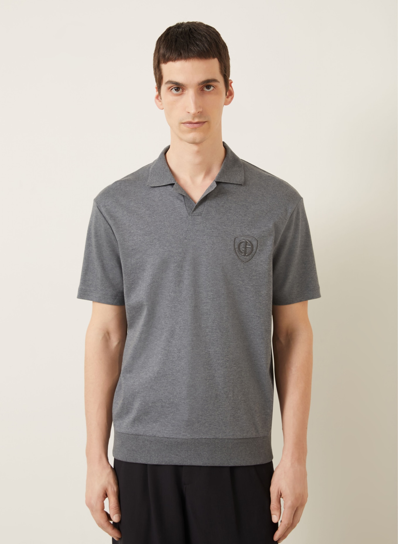 GIORGIO ARMANI Jersey-Poloshirt: DUNKELGRAU