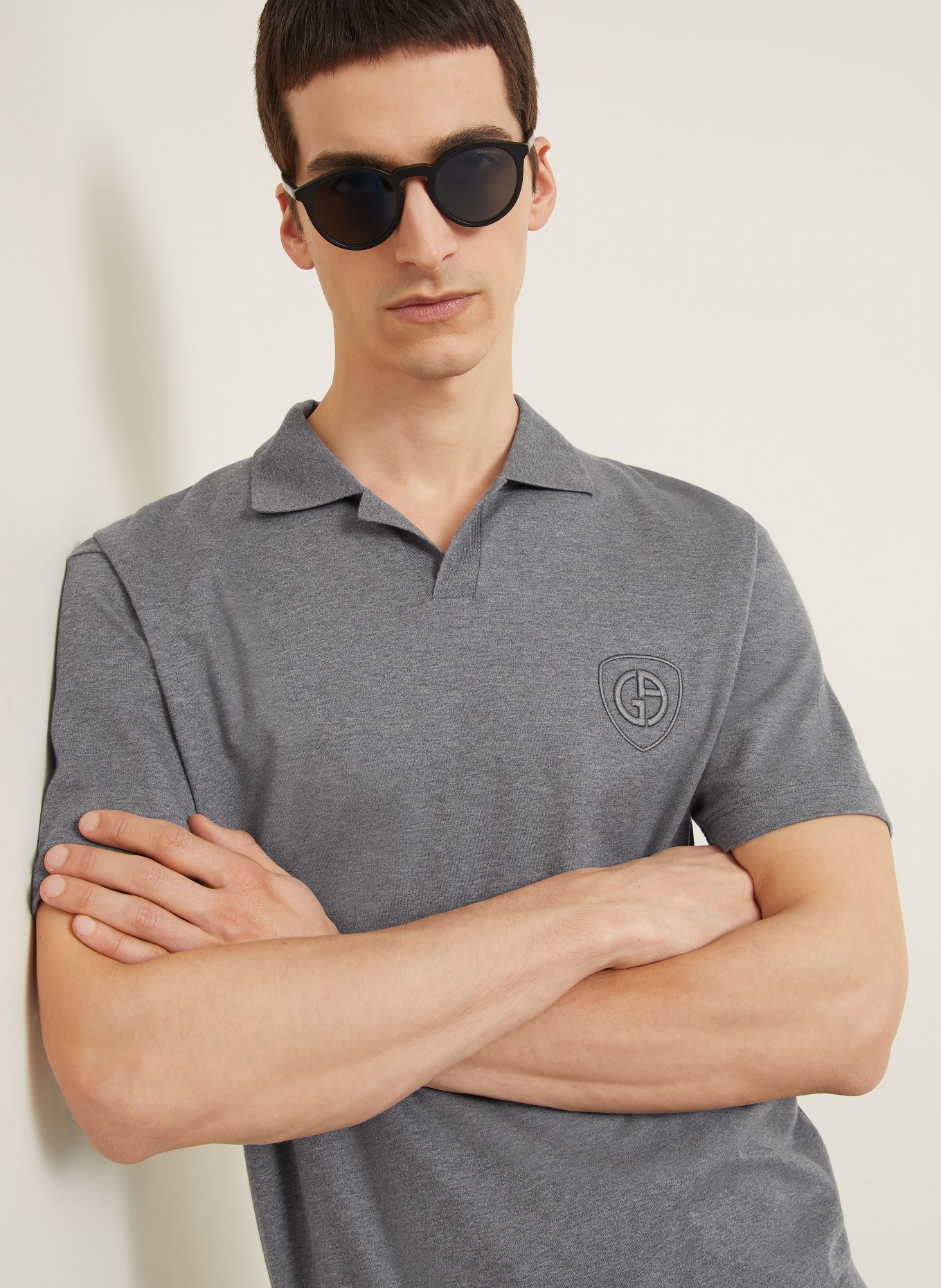 GIORGIO ARMANI Jersey-Poloshirt: DUNKELGRAU