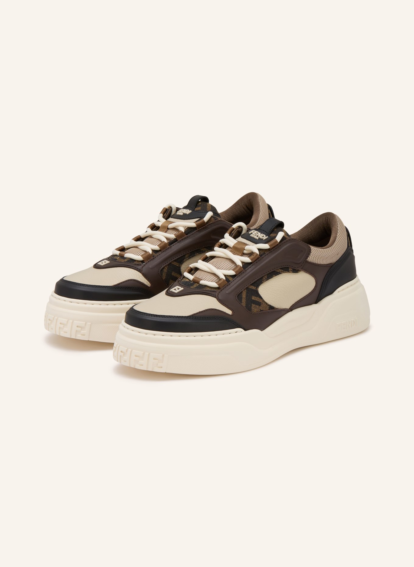 FENDI Sneaker FORCE: SCHWARZ / DUNKELBRAUN / BEIGE