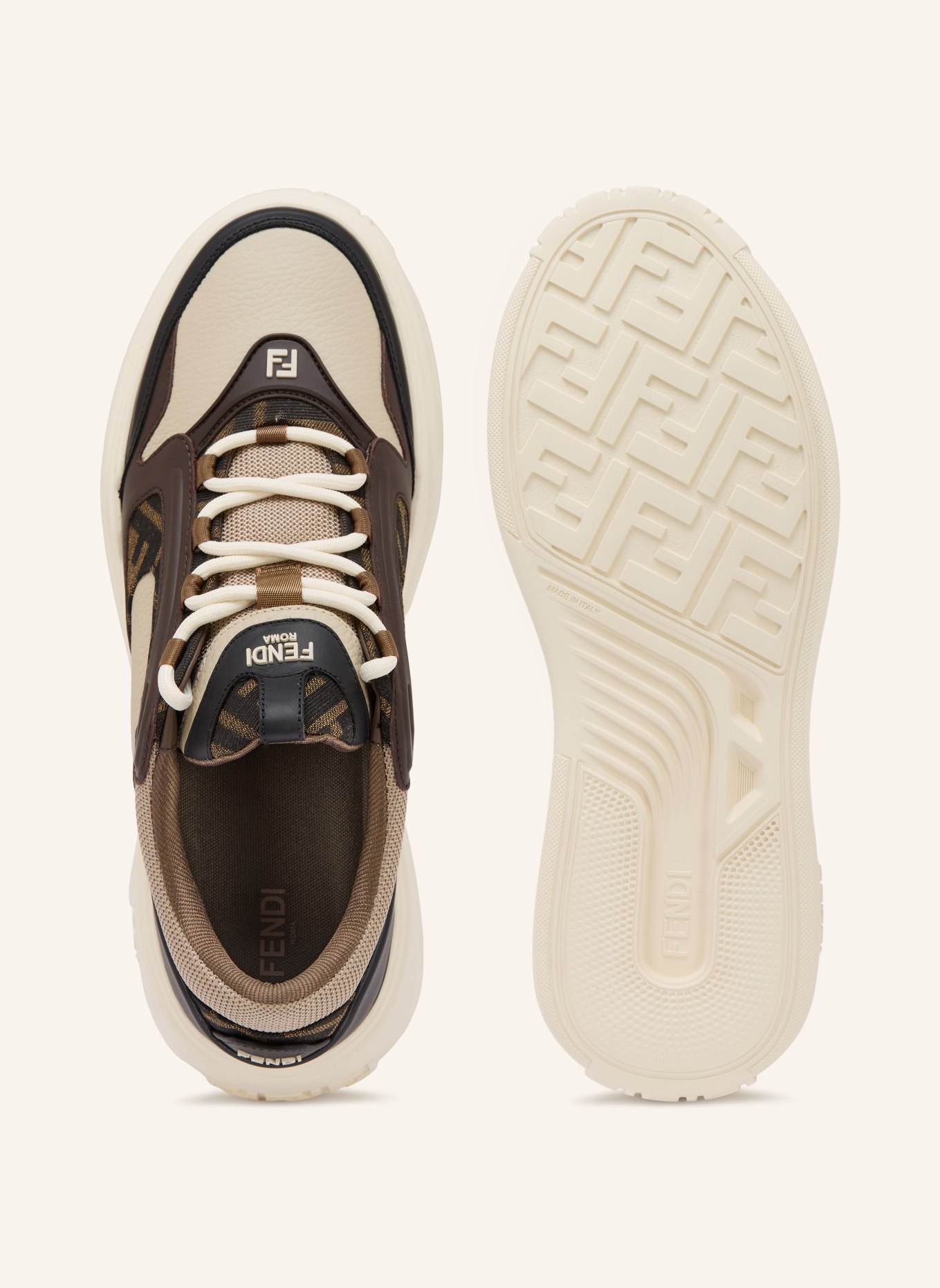 FENDI Sneaker FORCE: SCHWARZ / DUNKELBRAUN / BEIGE