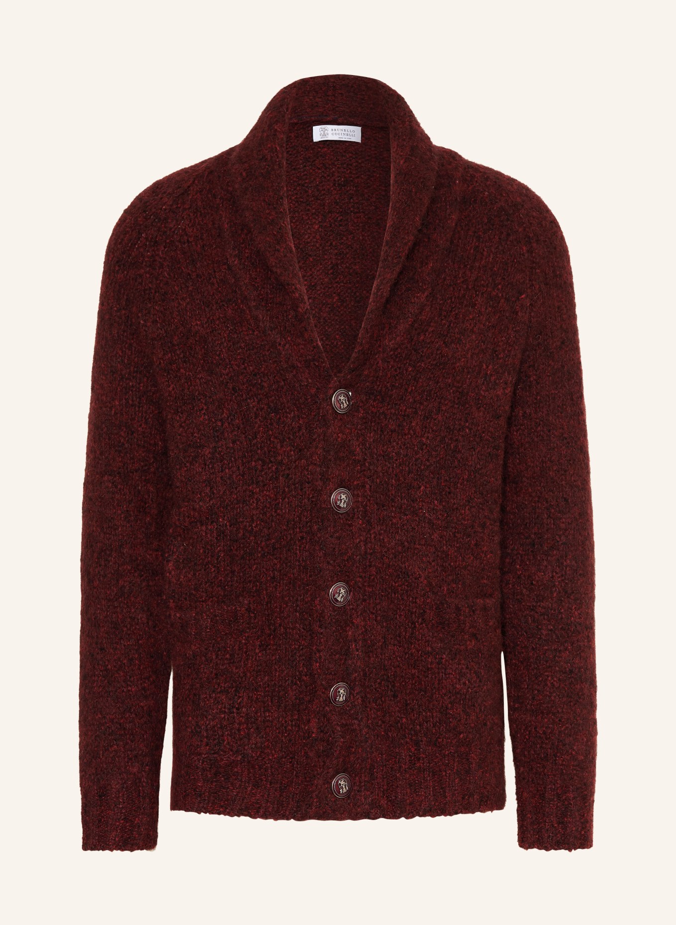 BRUNELLO CUCINELLI Cardigan en alpaga: ROUGE FONCÉ