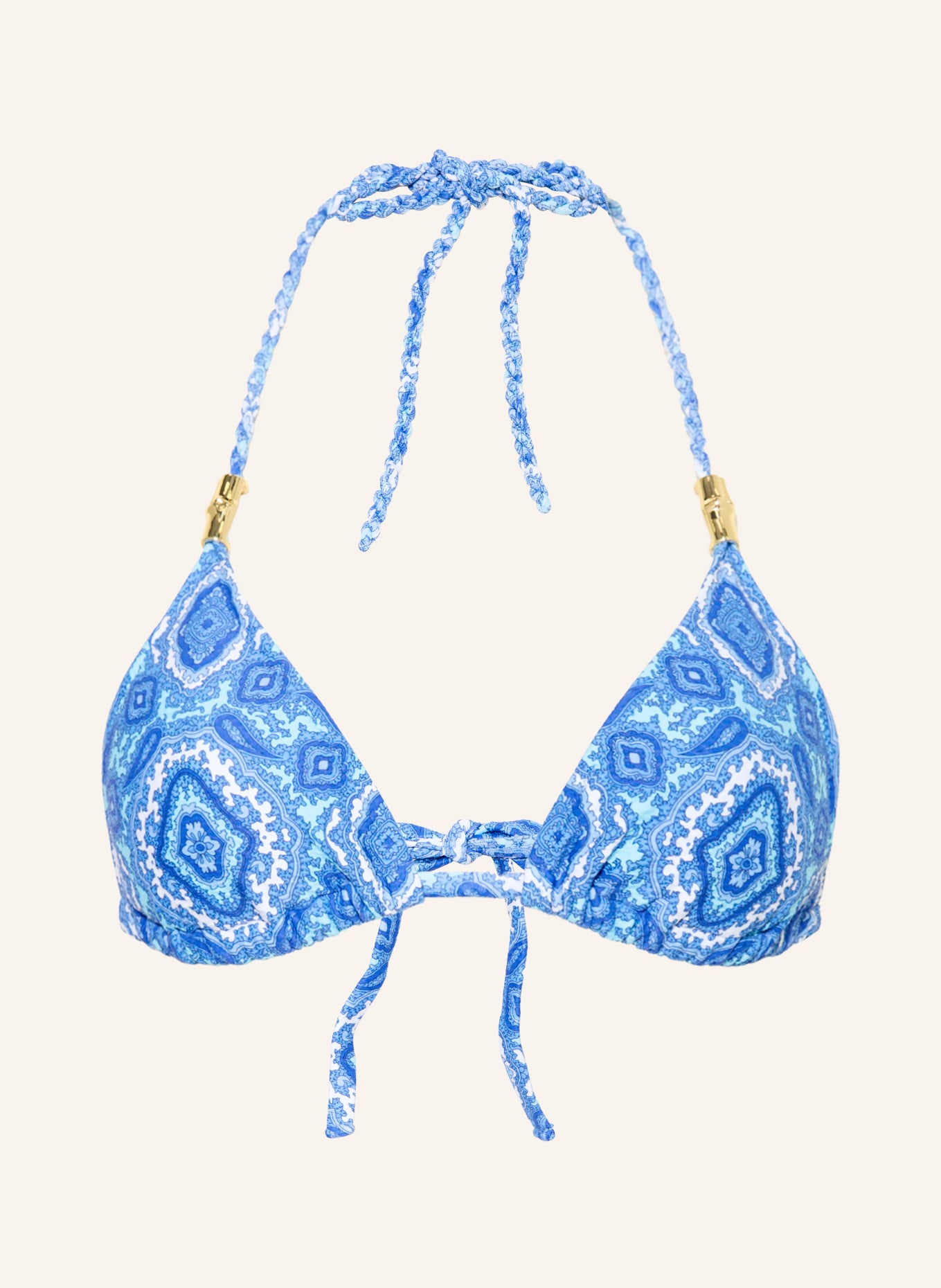 heidi klein Haut de bikini triangle MYKONOS: BLEU / BLEU CLAIR / BLANC