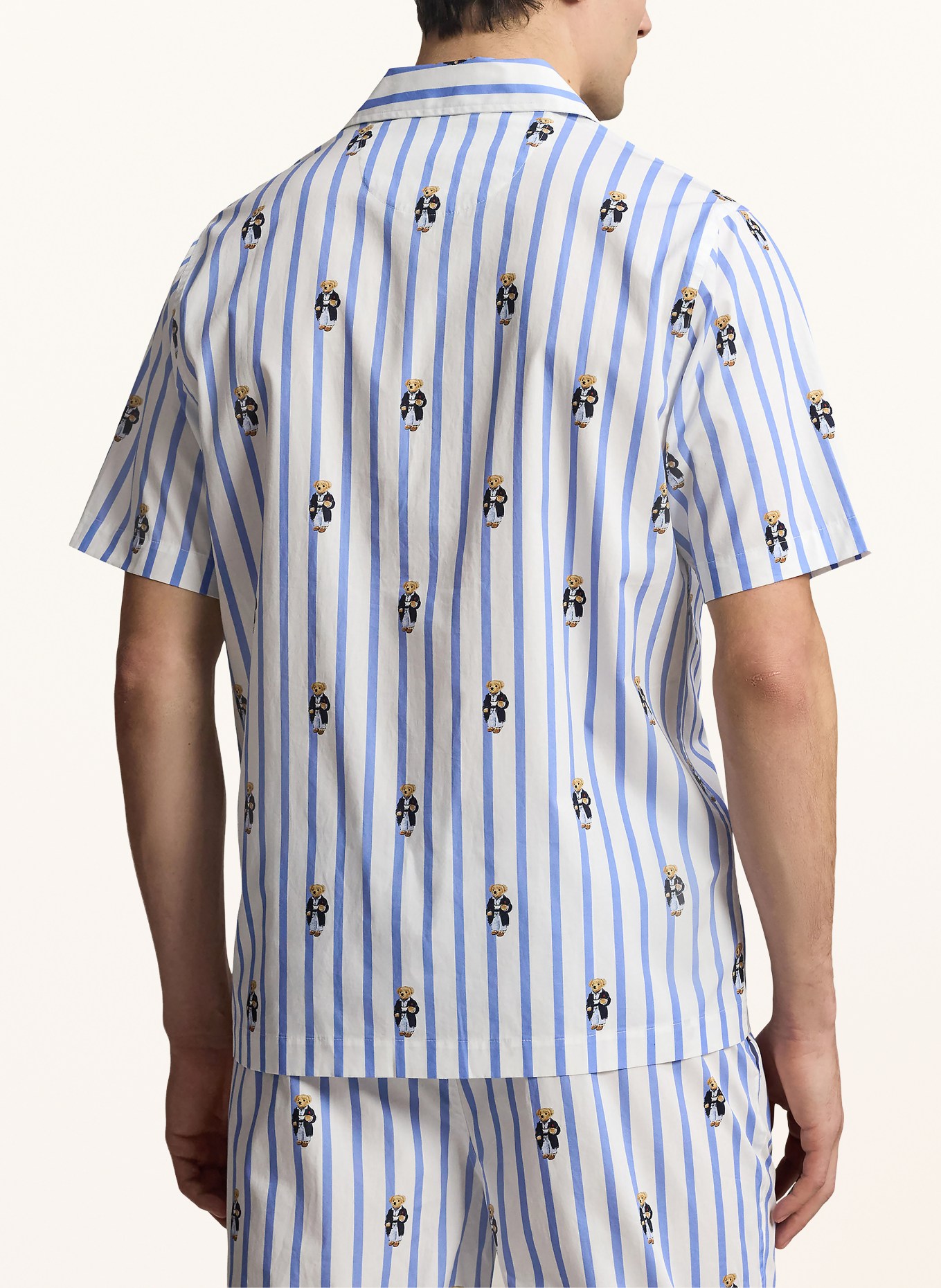 POLO RALPH LAUREN Pyžamové tričko: BÍLÁ / TMAVĚ MODRÁ / MODRÁ