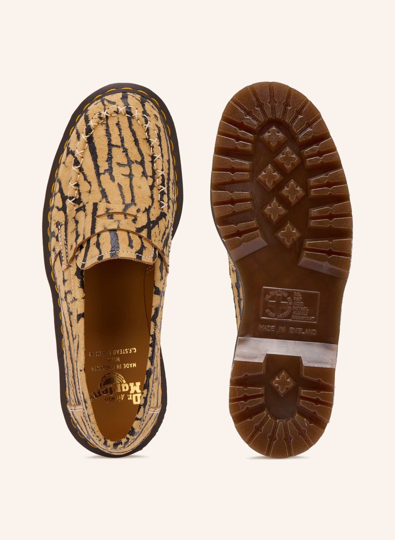 Dr. Martens DELAPRE Penny Loafers: LIGHT BROWN / BLACK