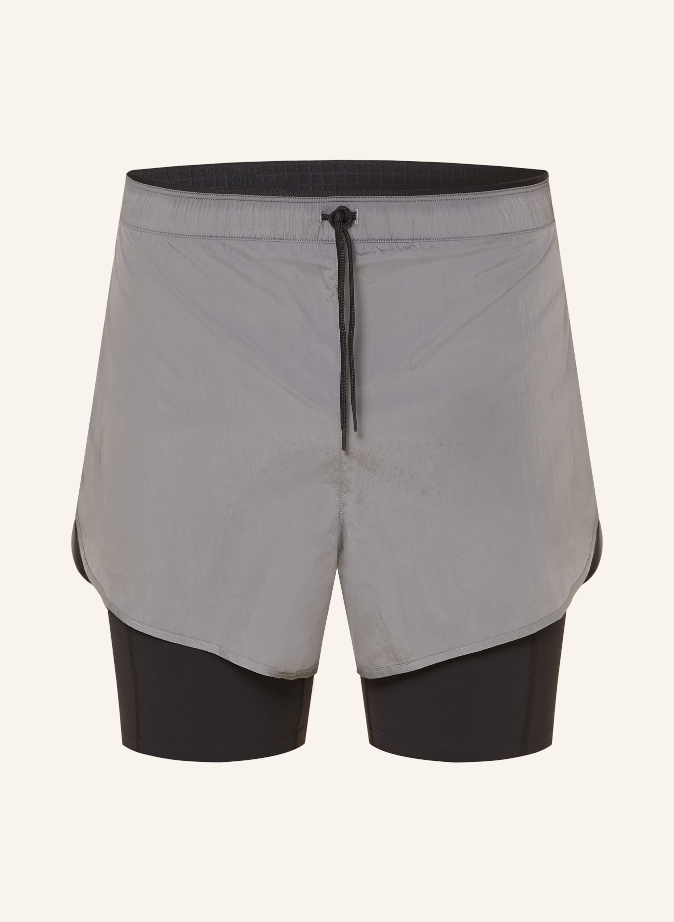 On 2-in-1-Laufshorts PERFORMANCE VOLT: GRAU / SCHWARZ