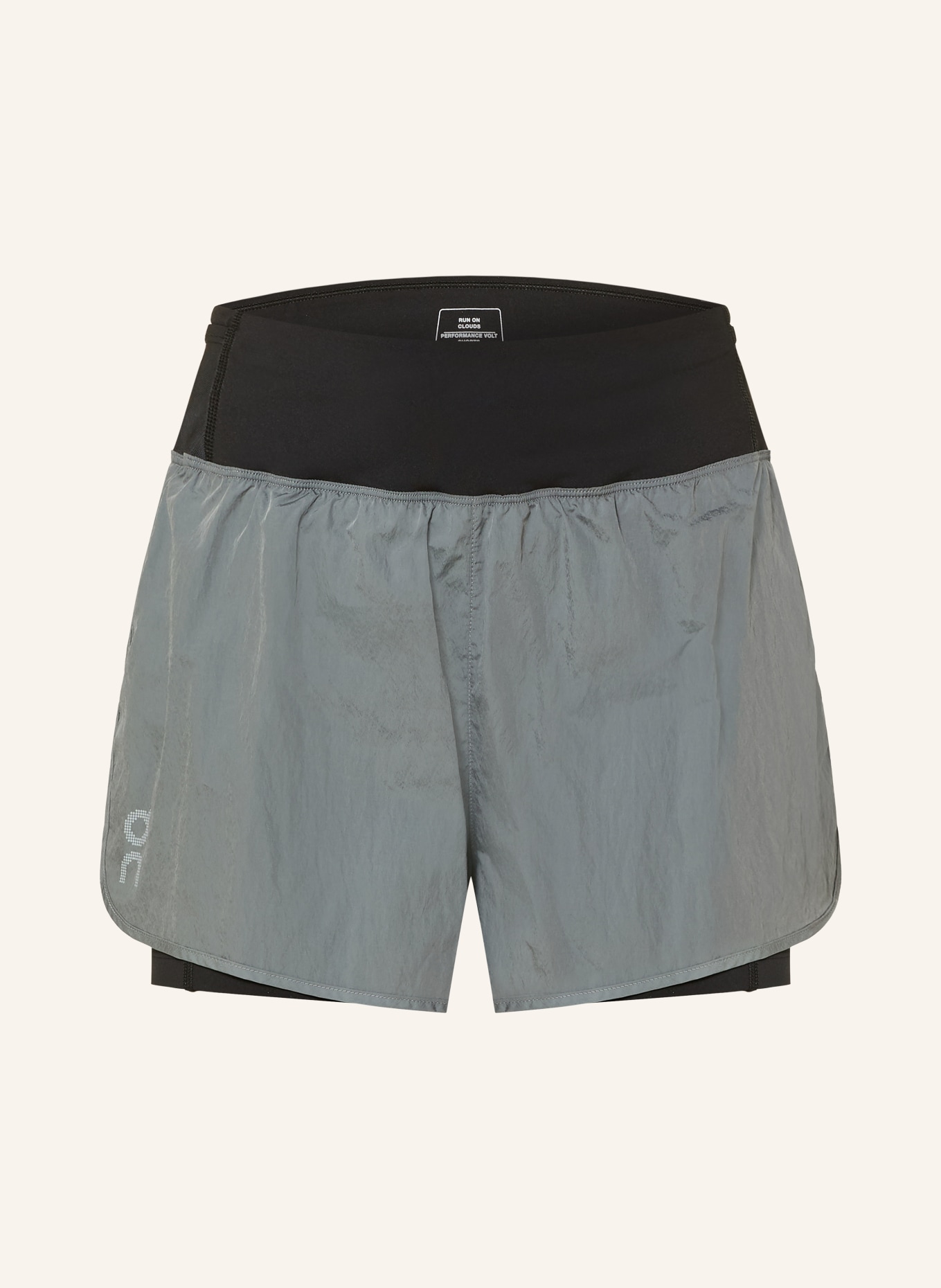 On 2-in-1-Laufshorts PERFORMANCE VOLT: GRAU / SCHWARZ