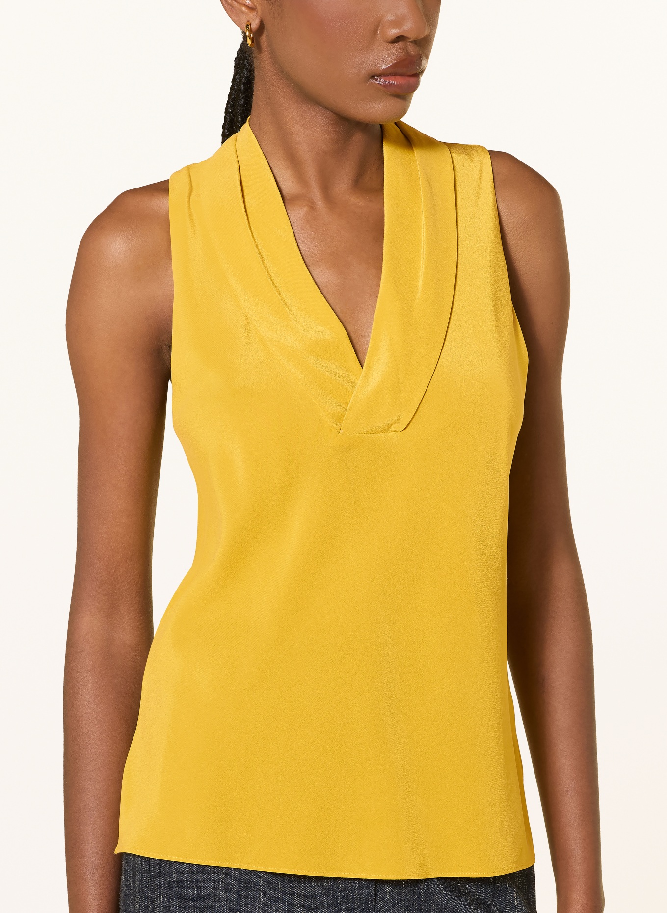 BOSS BOLARU silk blouse top: DARK YELLOW