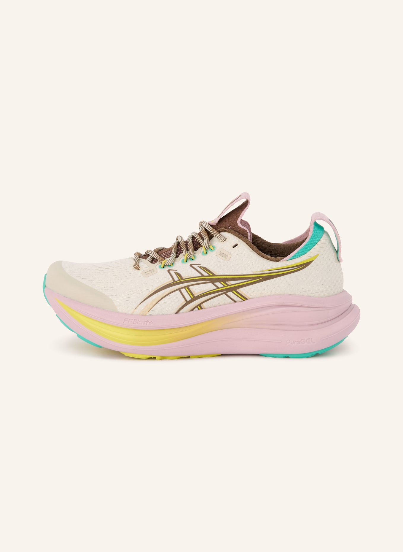 ASICS Laufschuhe GEL-NIMBUS 28 TR: BEIGE / DUNKELBRAUN / HELLLILA