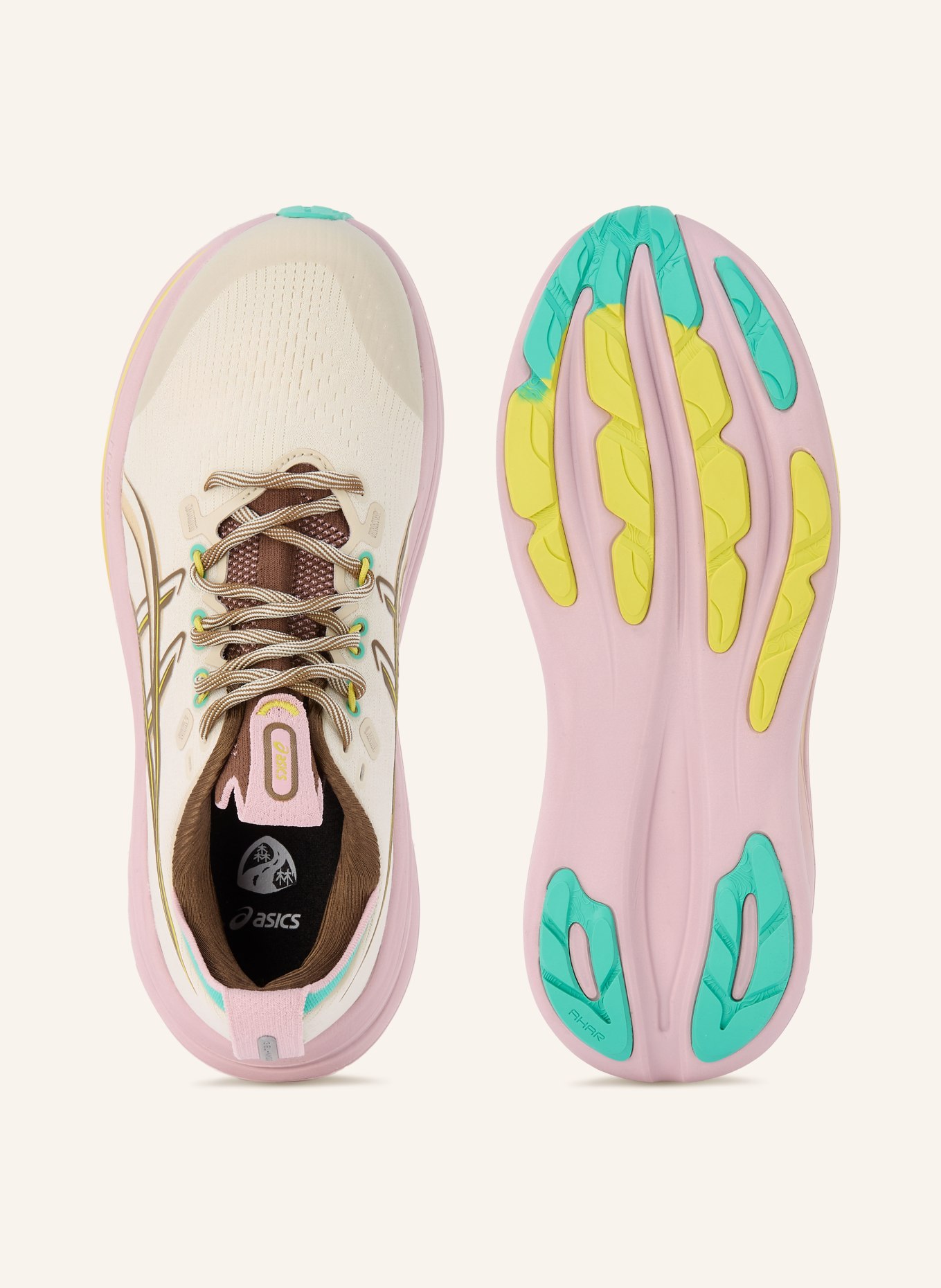 ASICS Laufschuhe GEL-NIMBUS 28 TR: BEIGE / DUNKELBRAUN / HELLLILA