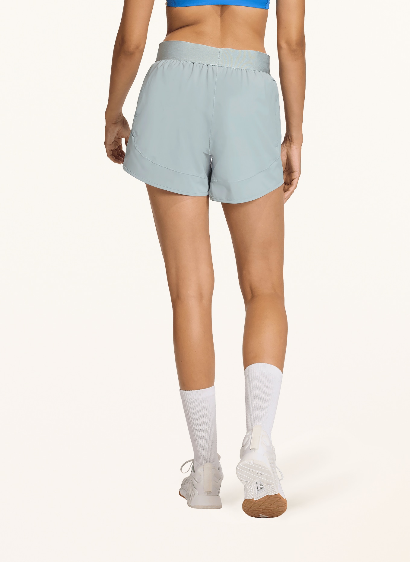 adidas PACER WORKOUT FLEX WOVEN Training Shorts: LIGHT GREEN / WHITE