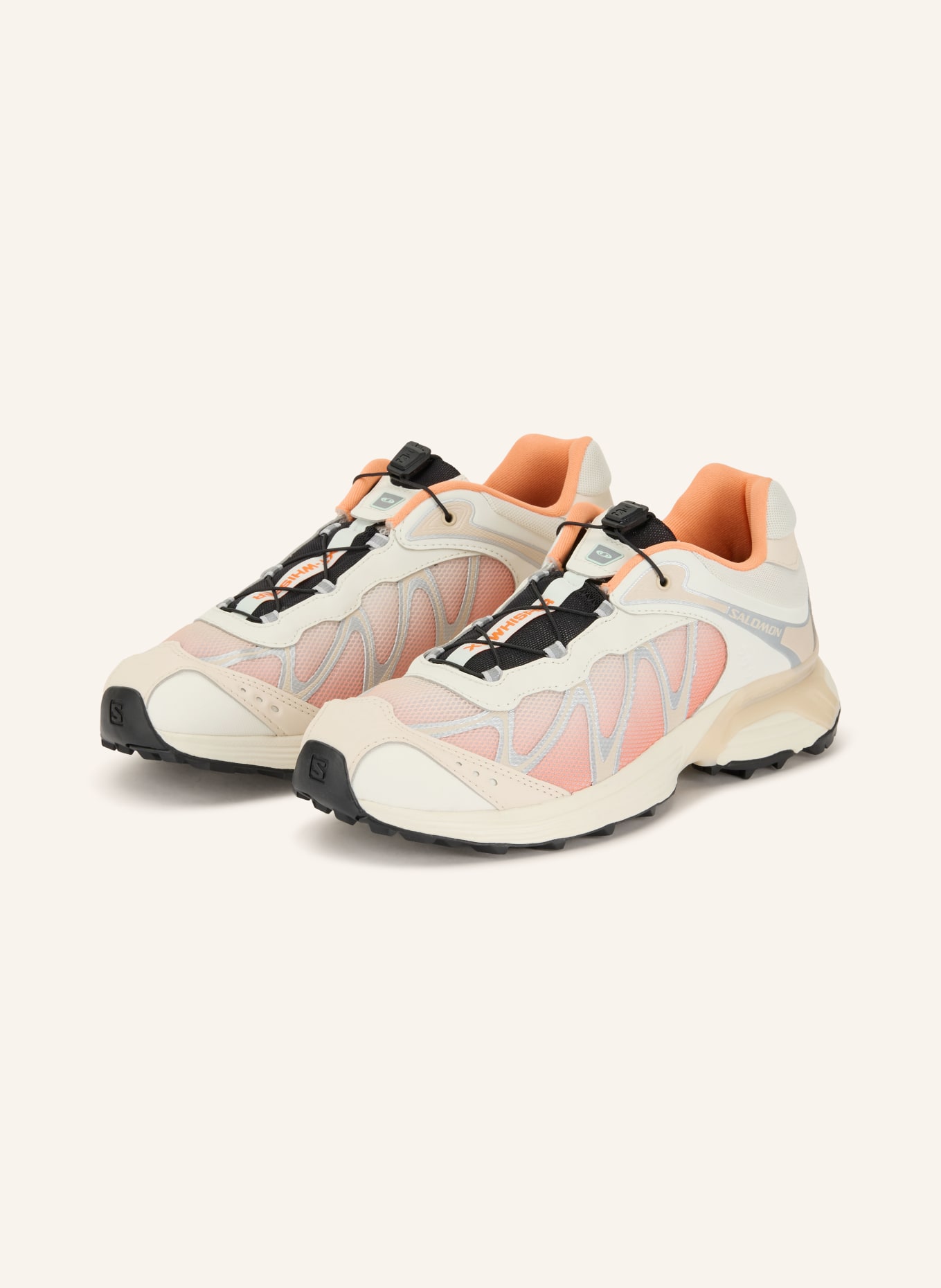 SALOMON Baskets XT-WHISPER: BLANC / ARGENT / ORANGE CLAIR
