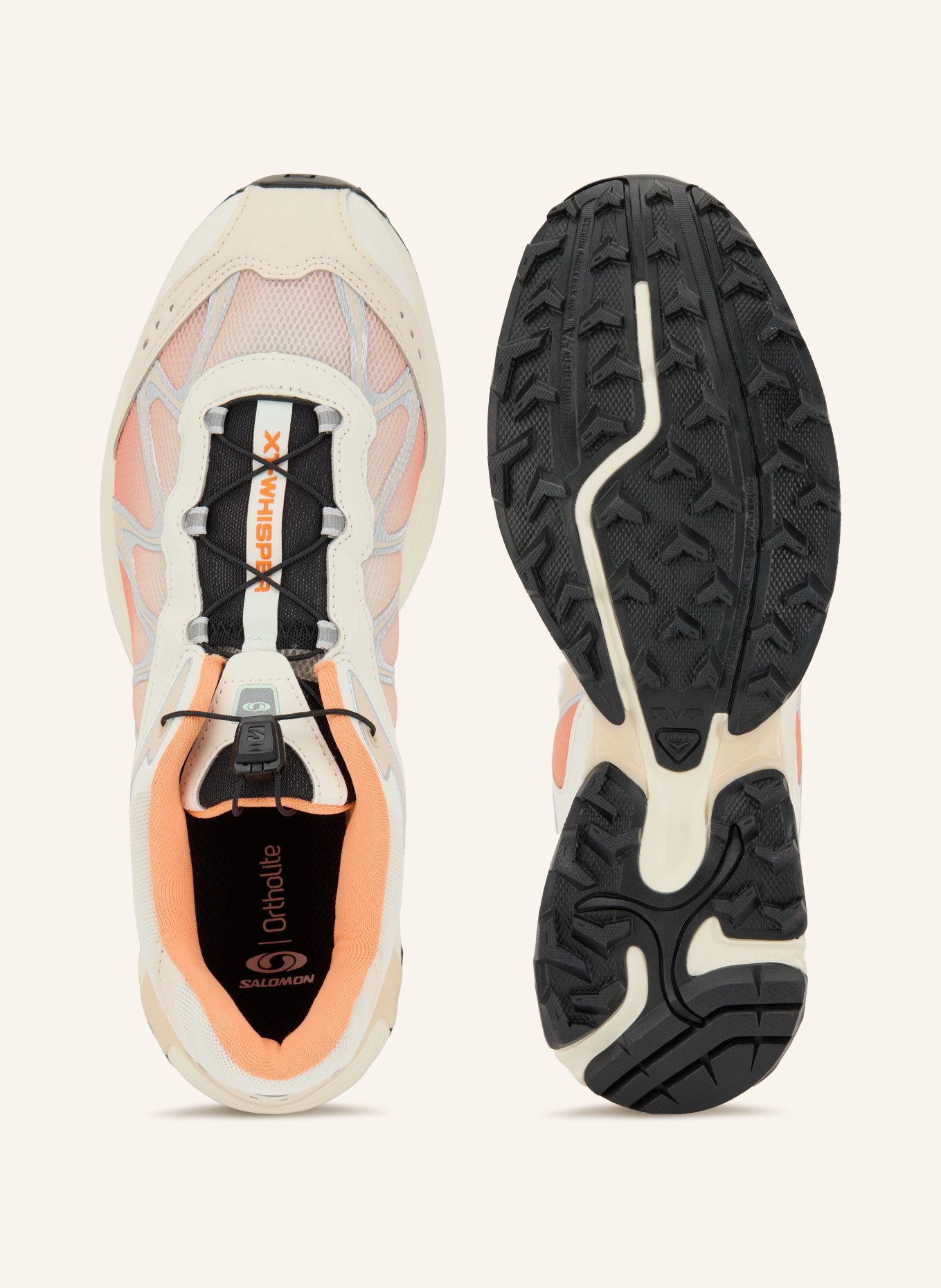 SALOMON Baskets XT-WHISPER: BLANC / ARGENT / ORANGE CLAIR