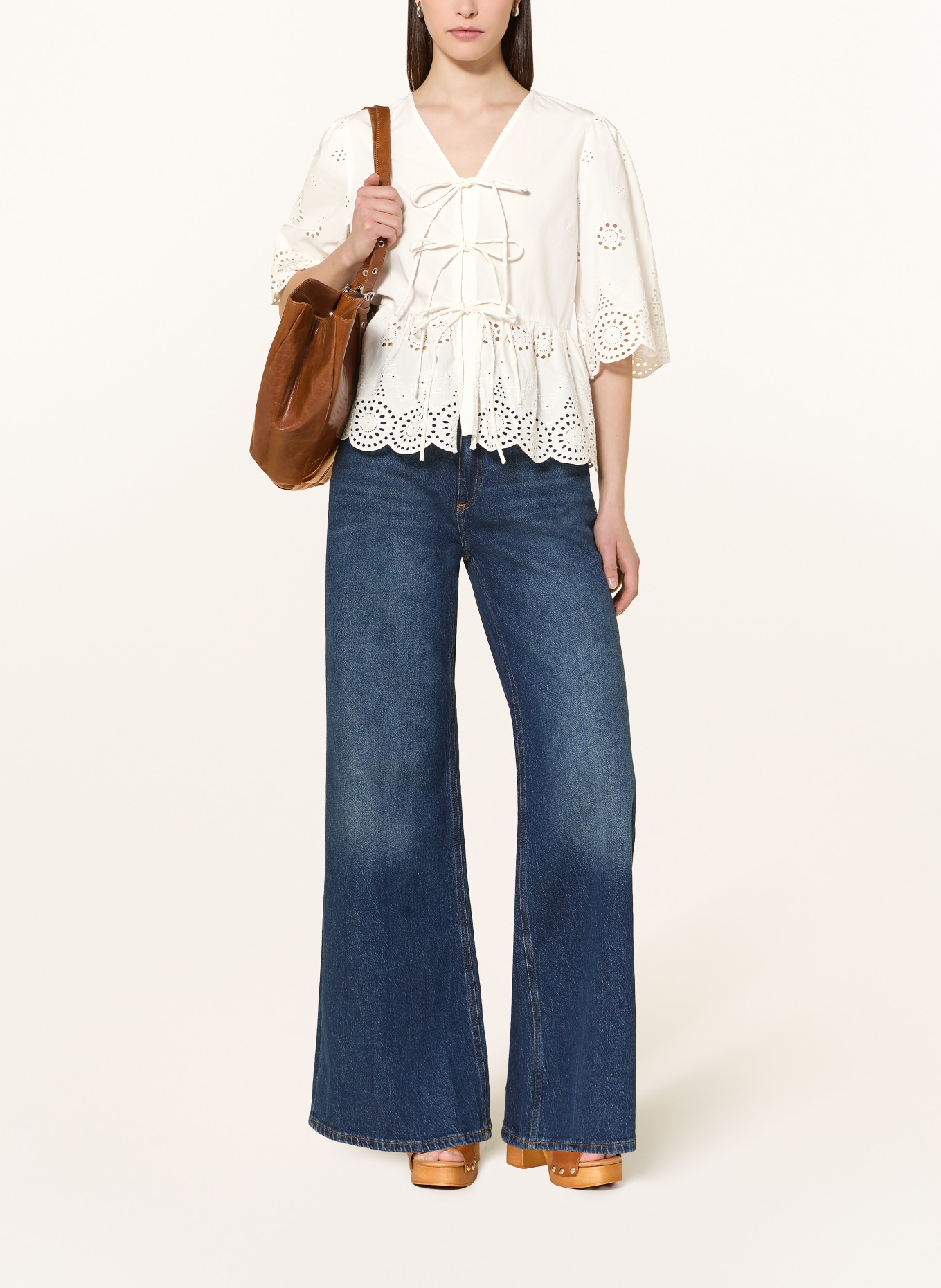 Y.A.S. Blouse with openwork lace: WHITE