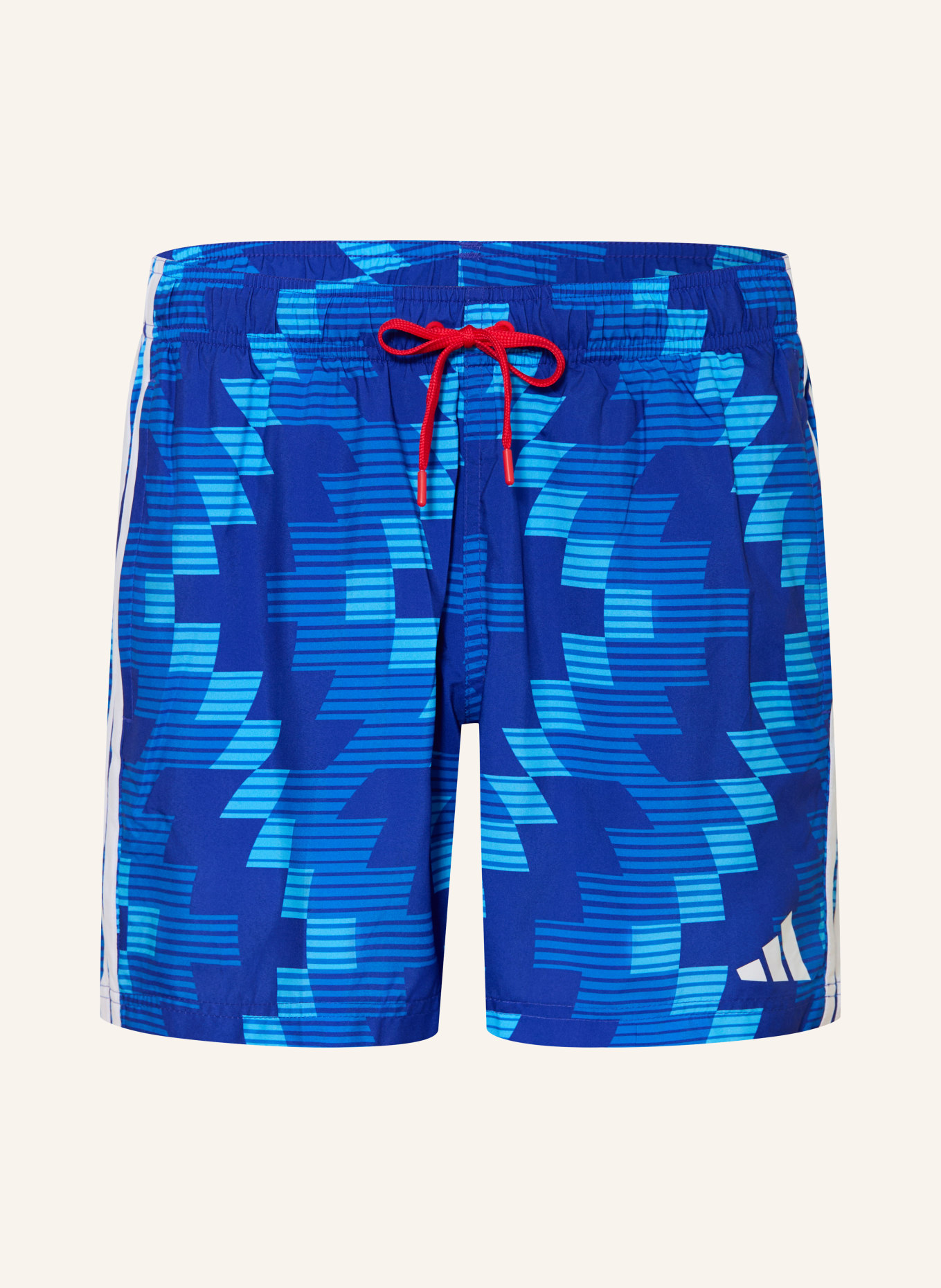 adidas Short de bain FOOTBALL-INSPIRED GRAPHIC 5 pouces: BLEU / BLEU CLAIR / BLANC