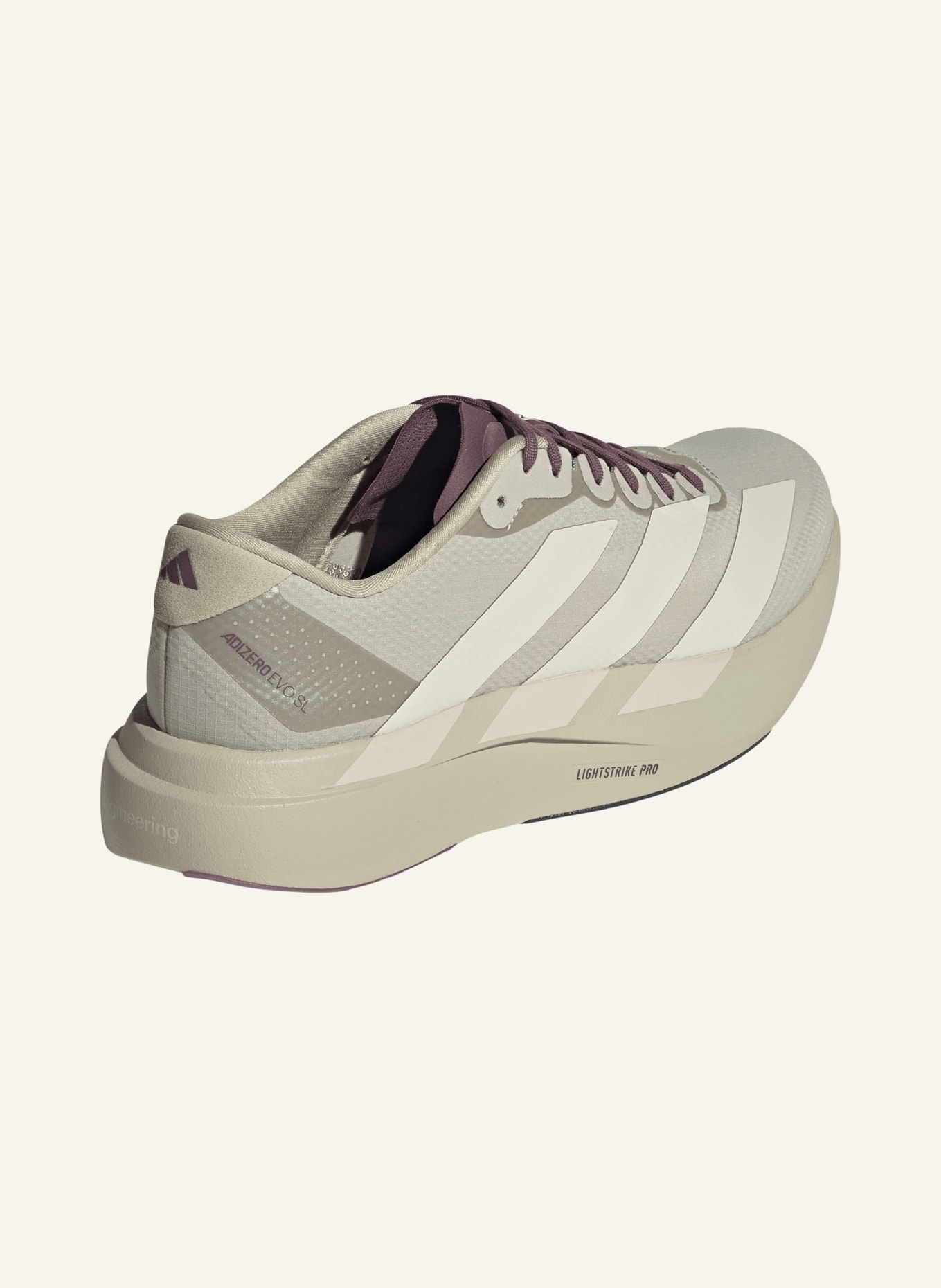 adidas Chaussures de course ADIZERO EVO SL WOVEN HK: BEIGE / CRÈME / LILAS