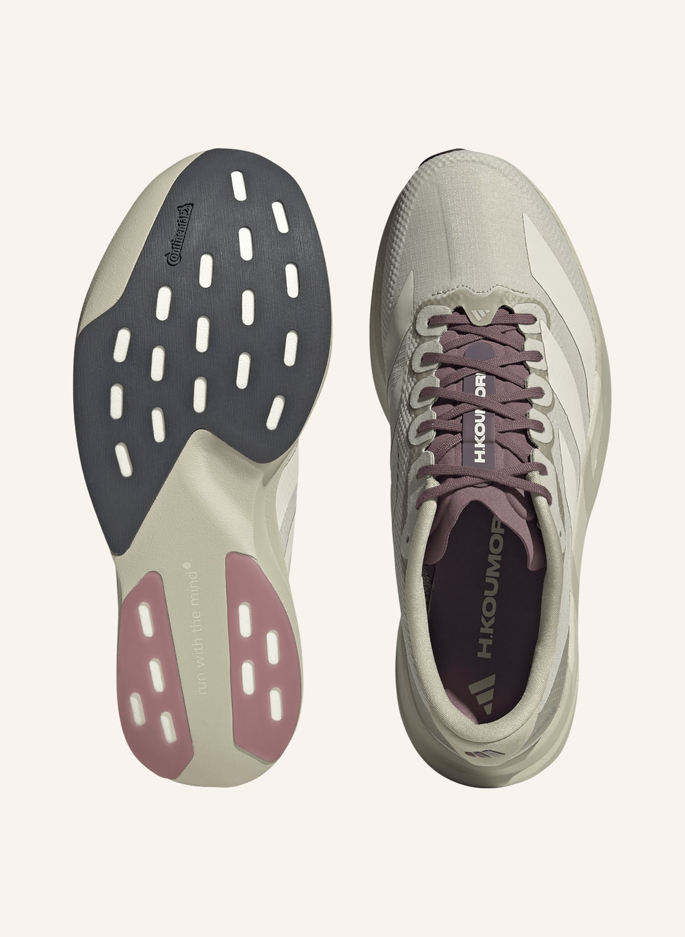 adidas Chaussures de course ADIZERO EVO SL WOVEN HK: BEIGE / CRÈME / LILAS