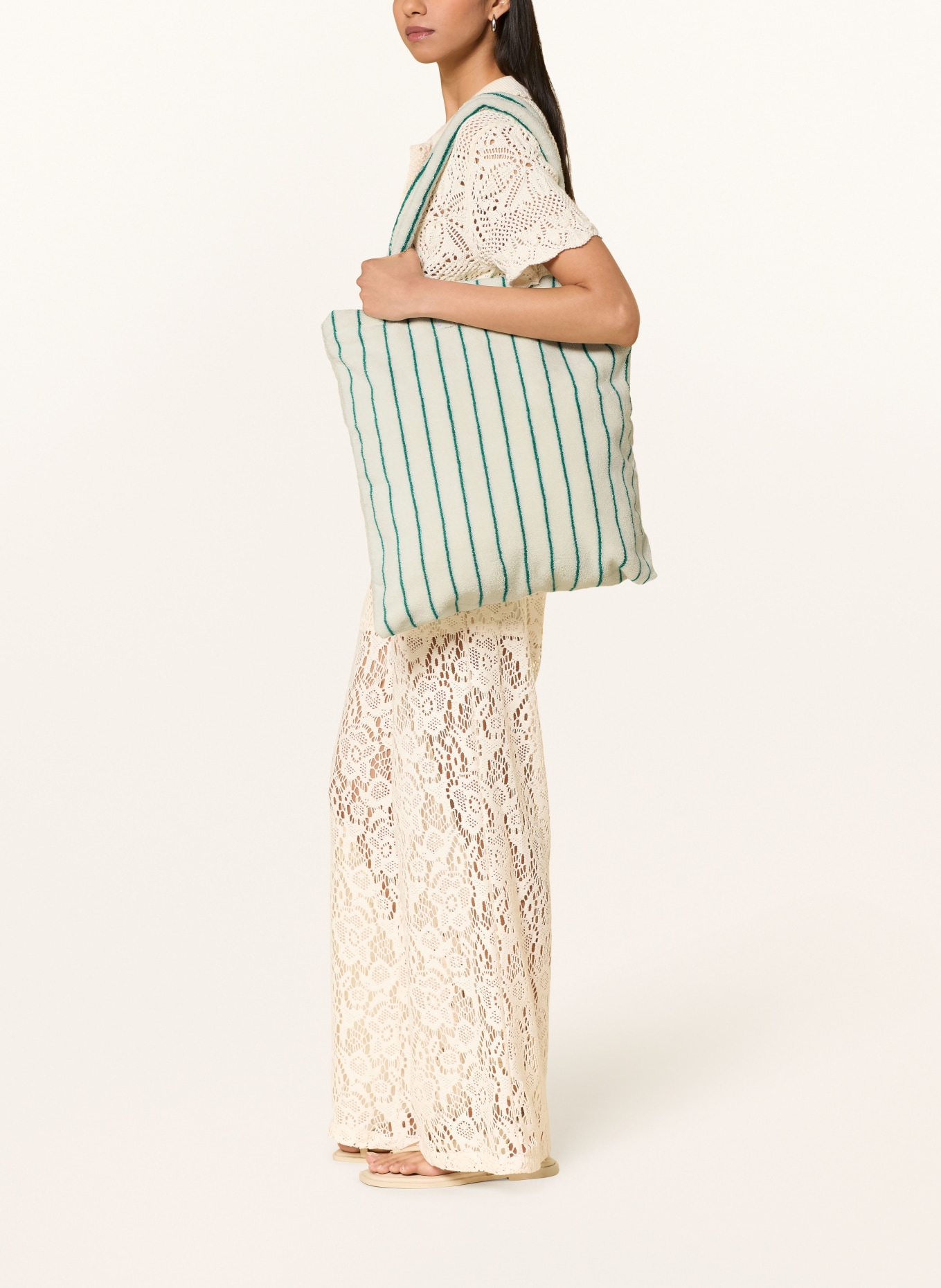 BONGUSTA Sac cabas NARAM: ÉCRU / VERT