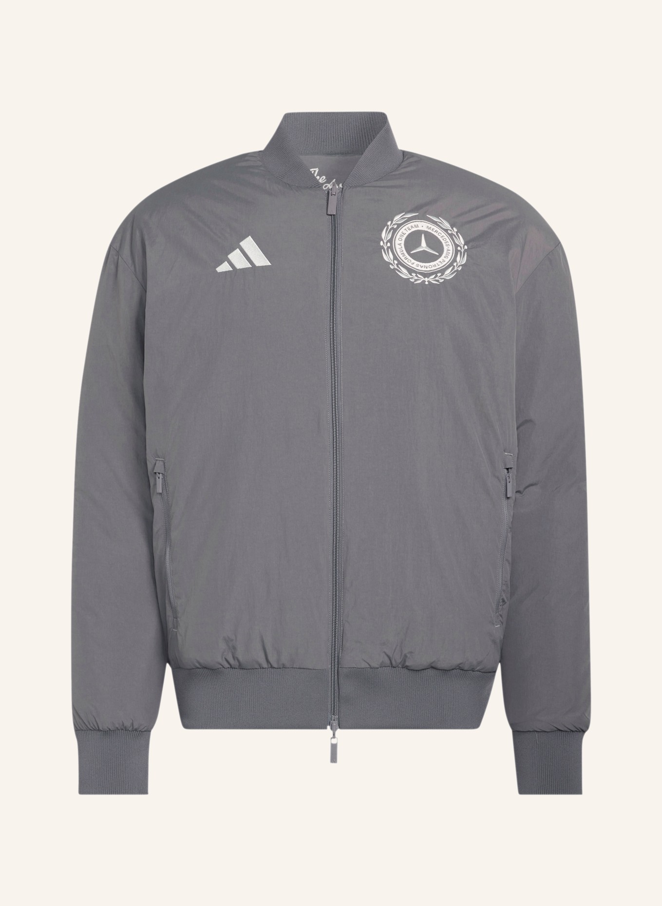 adidas MERCEDES - AMG PETRONAS FORMULA 1 TEAM SILVER ARROWS ICON Reversible Blouson: DARK GRAY / BEIGE