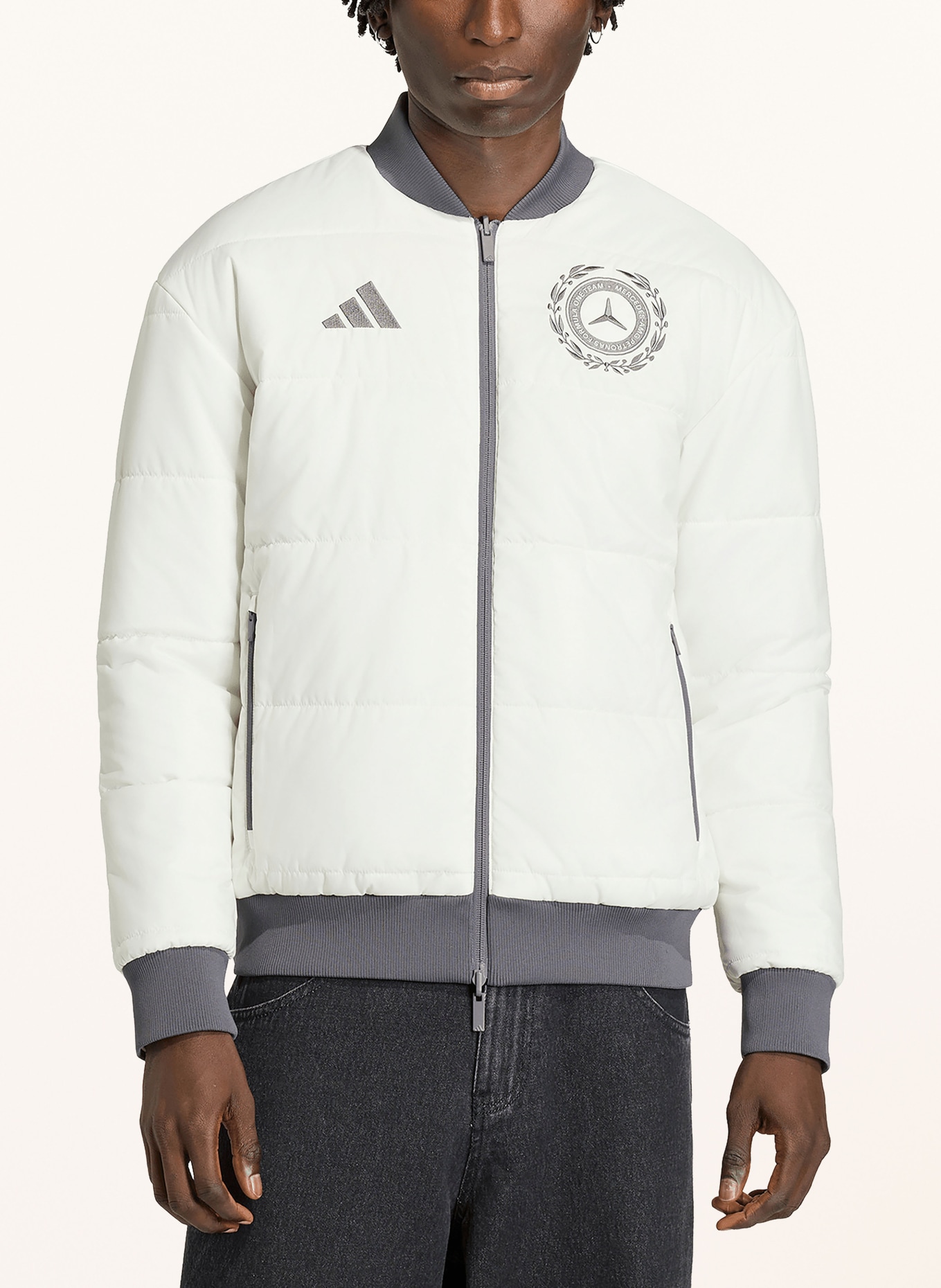 adidas MERCEDES - AMG PETRONAS FORMULA 1 TEAM SILVER ARROWS ICON Reversible Blouson: DARK GRAY / BEIGE