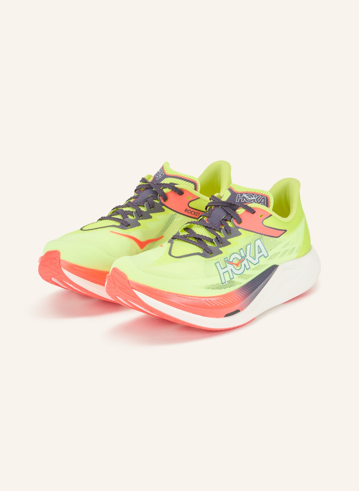 HOKA Running shoes U ROCKET X 3: NEON YELLOW / DARK GRAY / NEON ORANGE