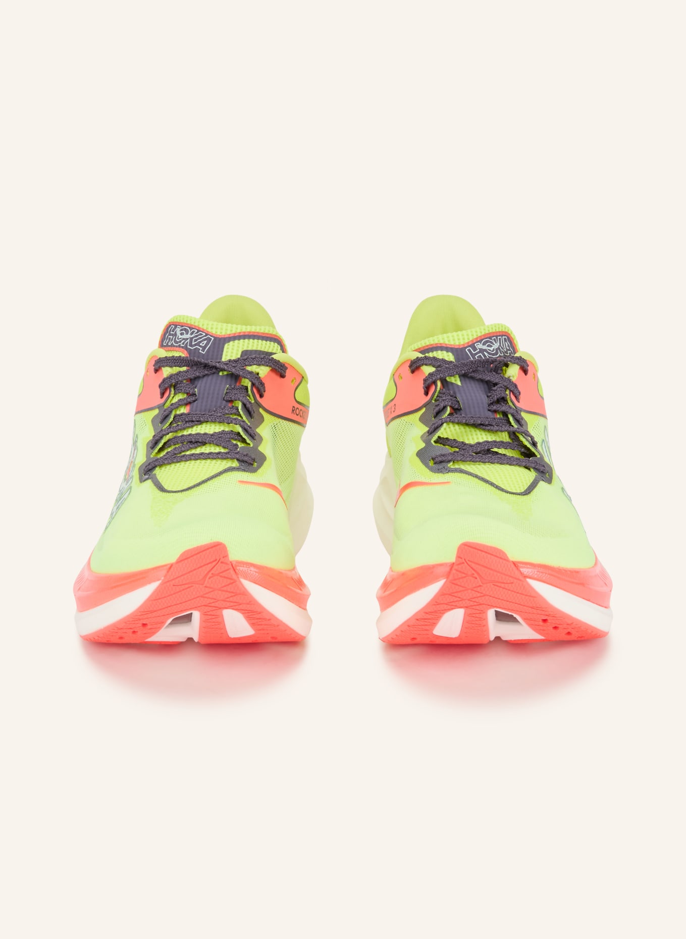 HOKA Running shoes U ROCKET X 3: NEON YELLOW / DARK GRAY / NEON ORANGE