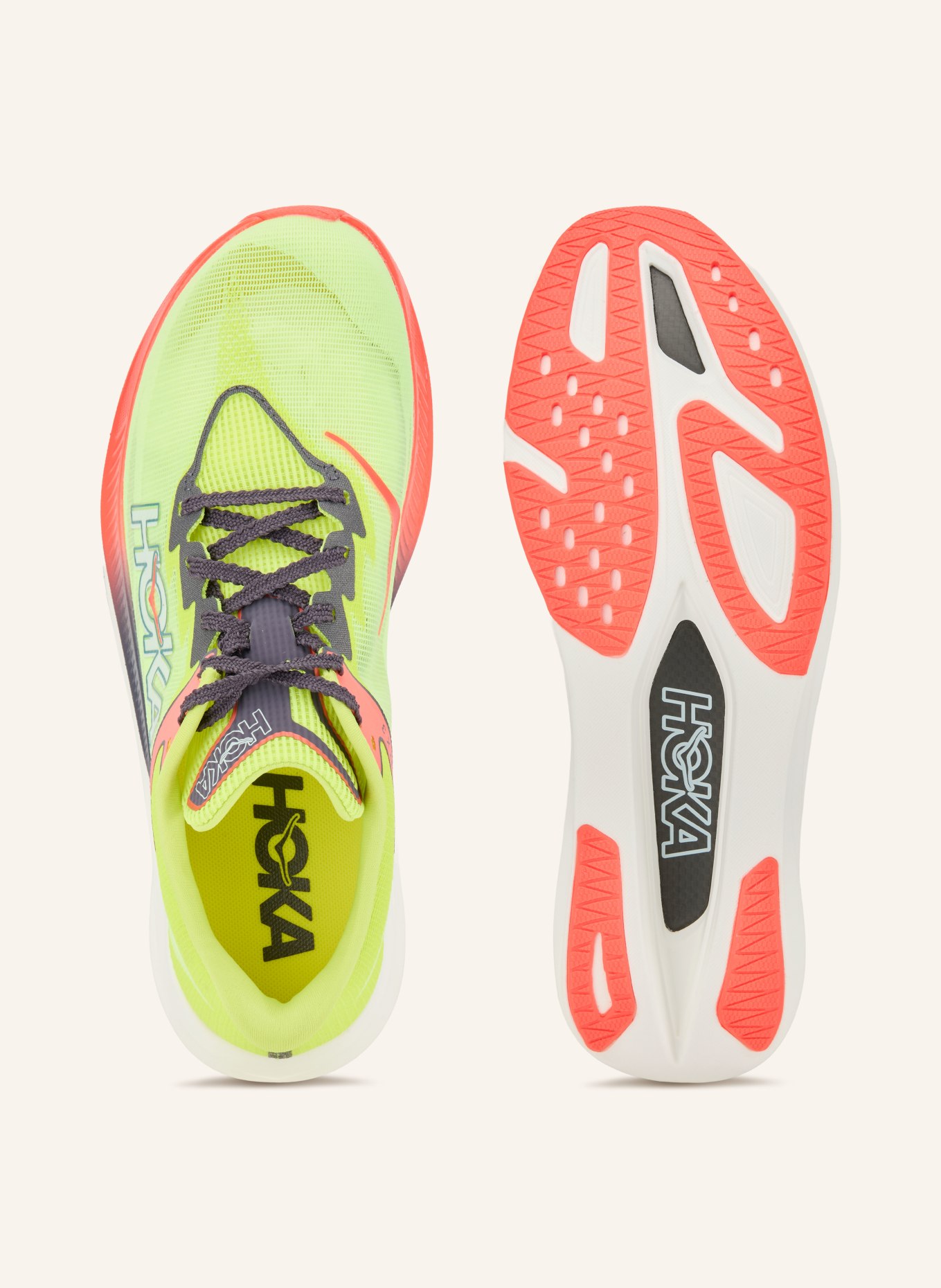 HOKA Running shoes U ROCKET X 3: NEON YELLOW / DARK GRAY / NEON ORANGE