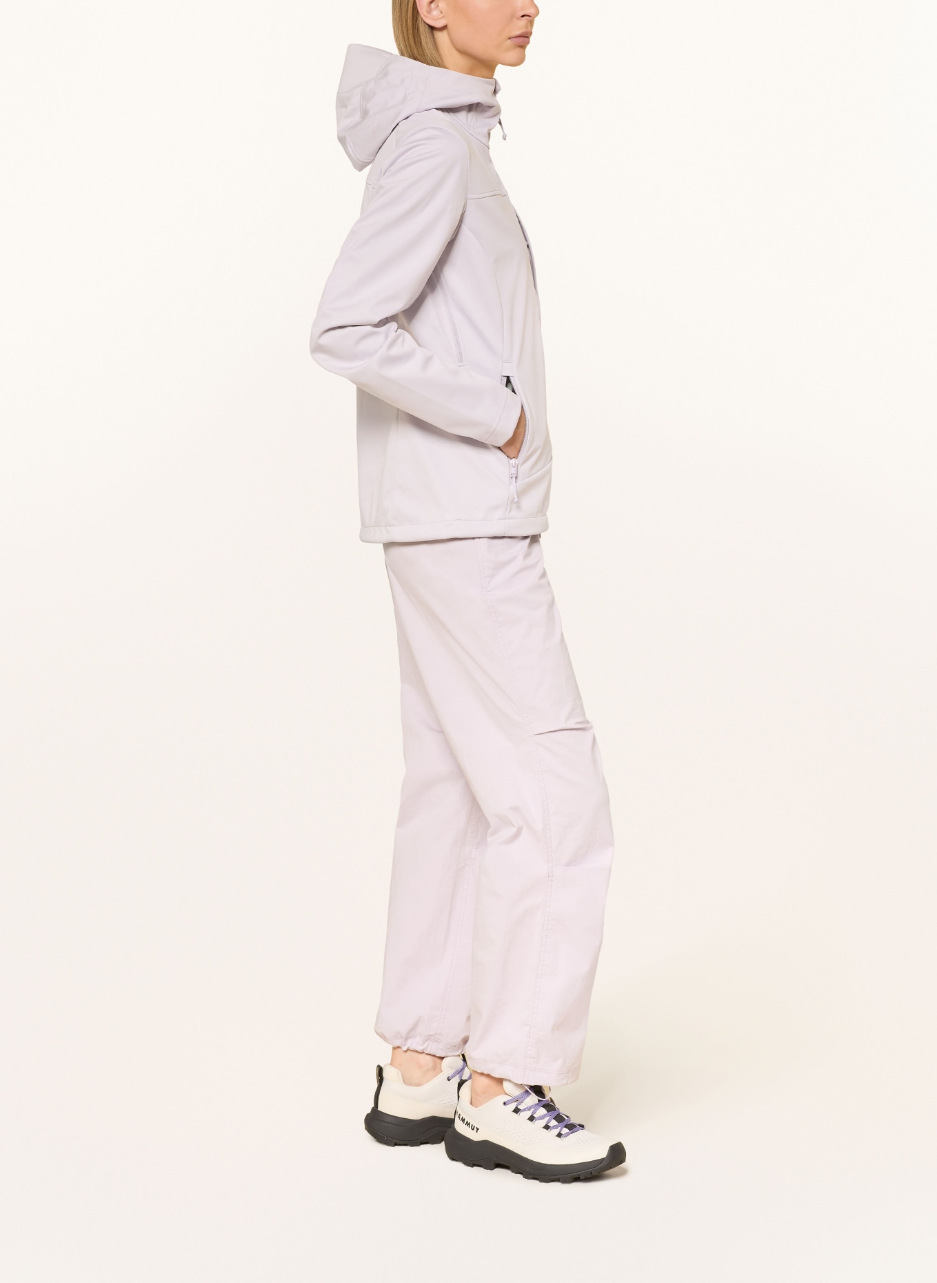 MAMMUT Softshellová bunda ULTIMATE VIII SO HOODED: SVĚTLE FIALOVÁ