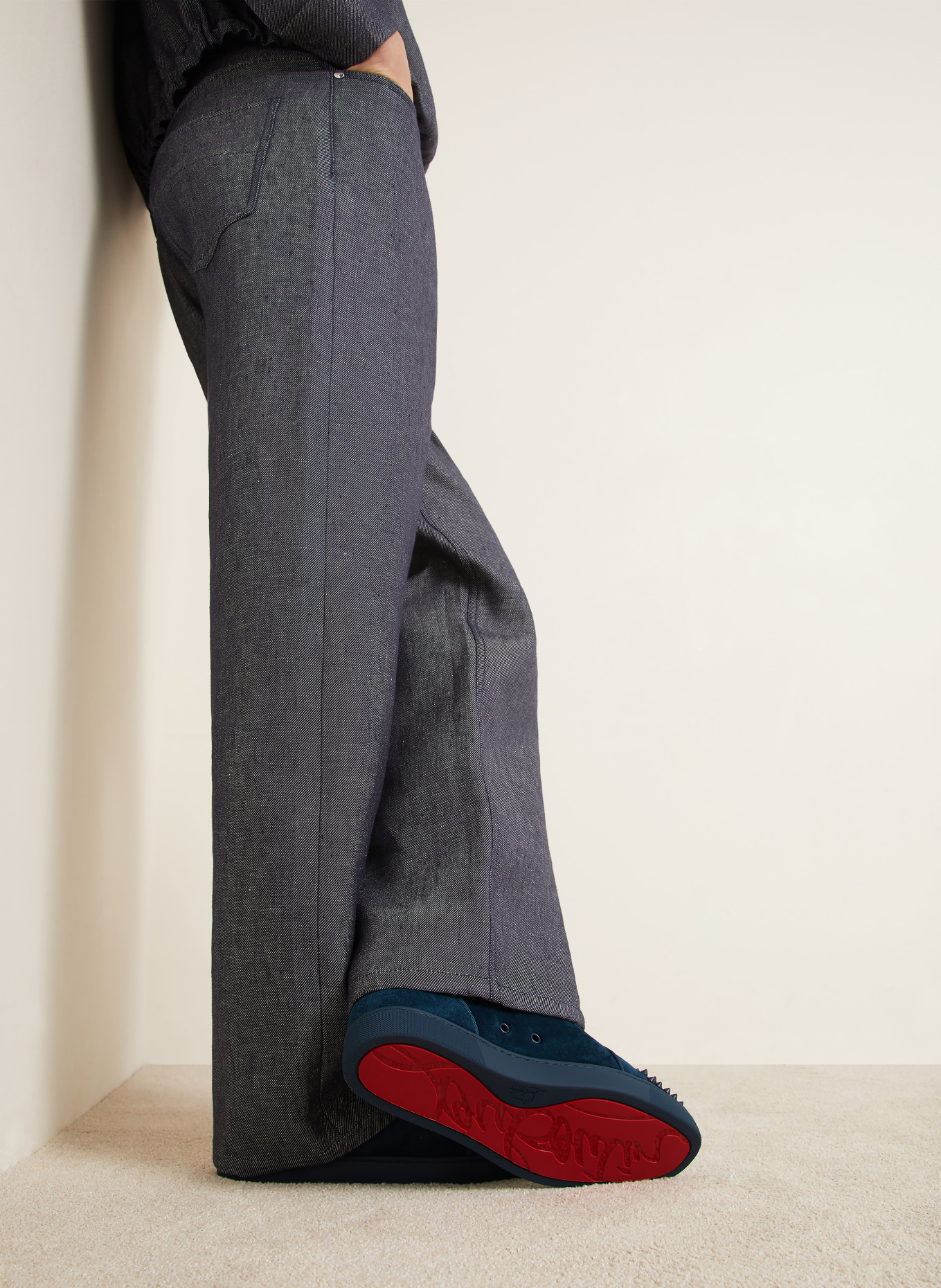 Christian Louboutin LOUIS JUNIOR sneakers with studs: DARK BLUE