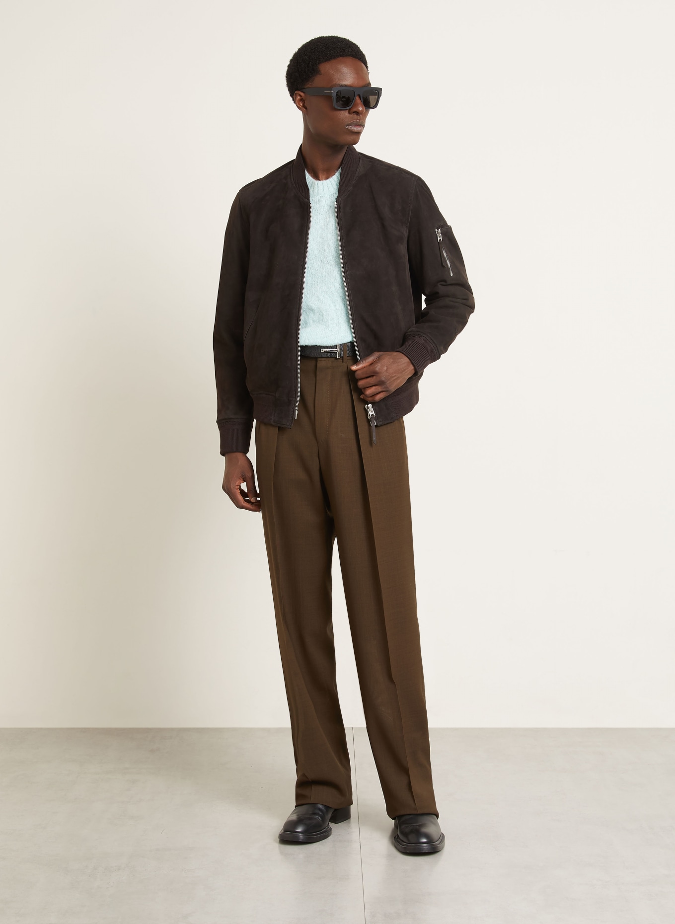 TOM FORD Lederblouson: DUNKELBRAUN