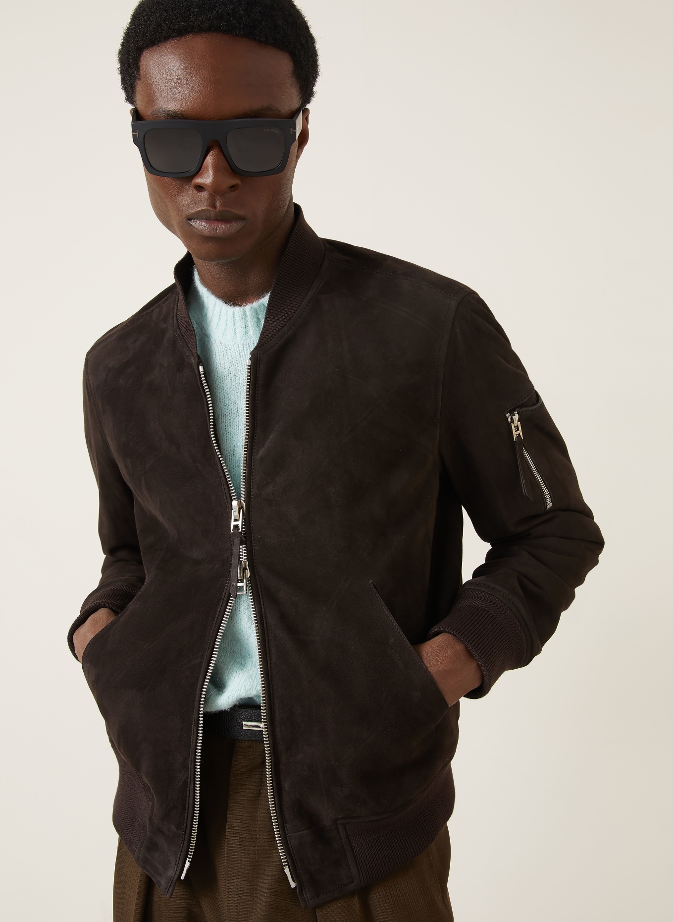 TOM FORD Lederblouson: DUNKELBRAUN