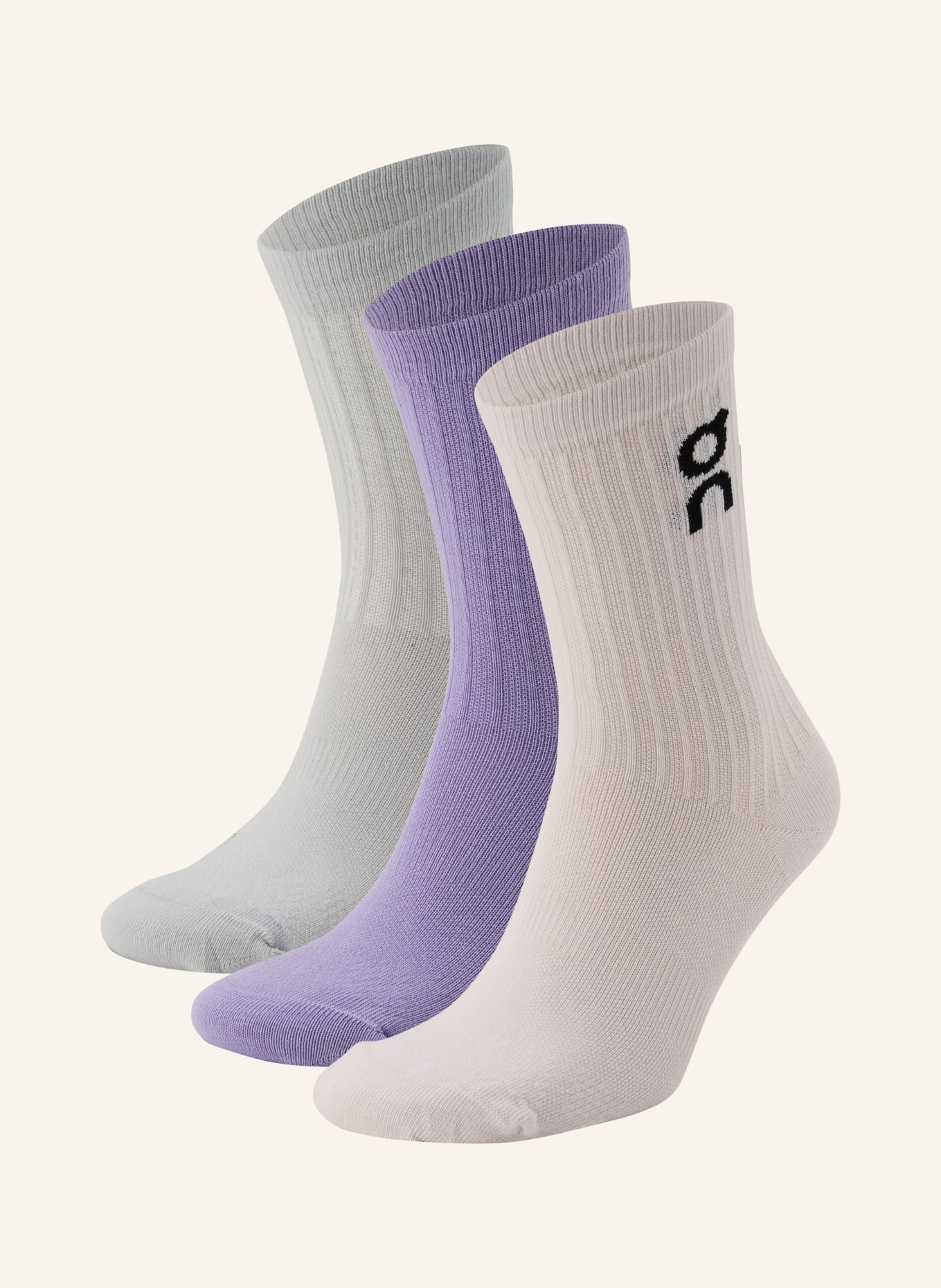On 3er-Pack Sportsocken LOGO: HELLLILA / HELLROSA / HELLGRAU
