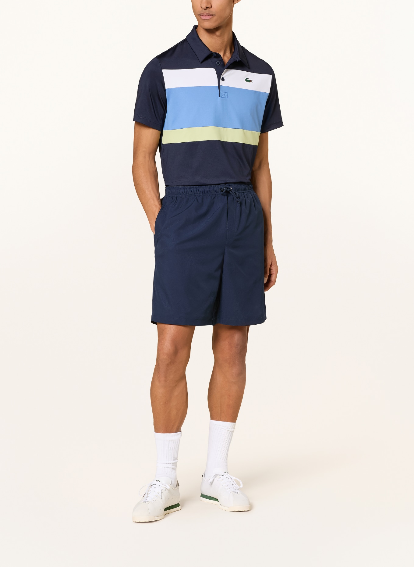 LACOSTE Polo fonctionnel: BLEU FONCÉ / VERT CLAIR / BLANC