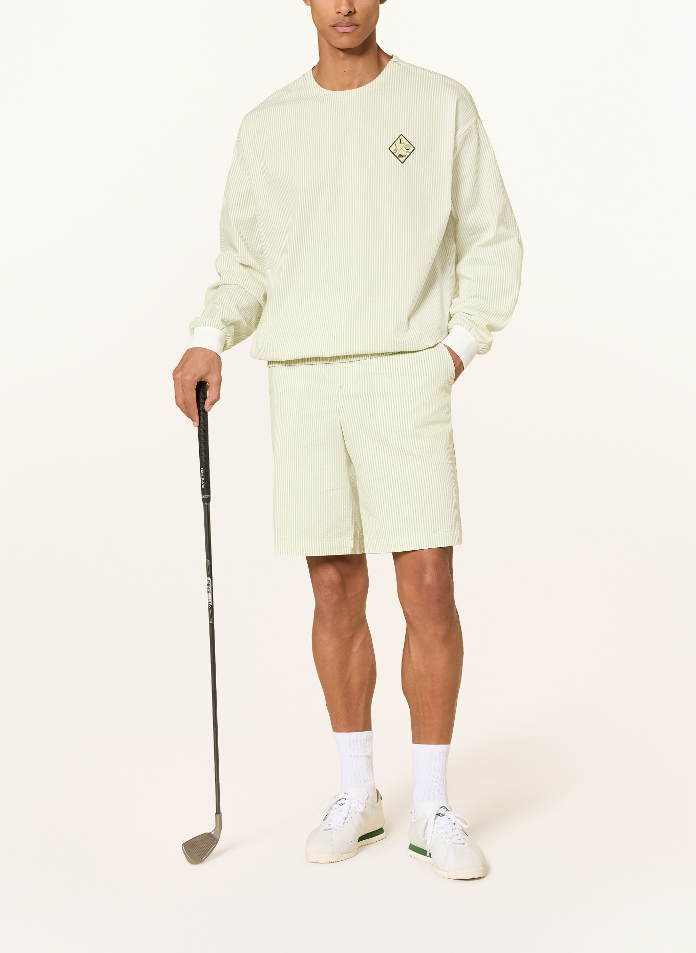 LACOSTE Golf shorts: LIGHT GREEN / WHITE
