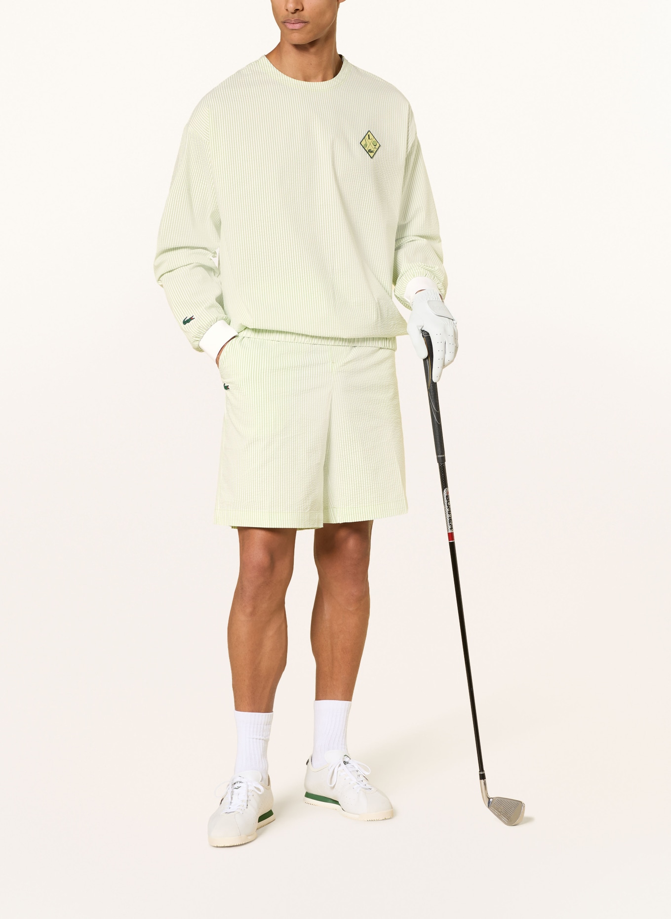 LACOSTE Sweat-shirt: VERT CLAIR / BLANC