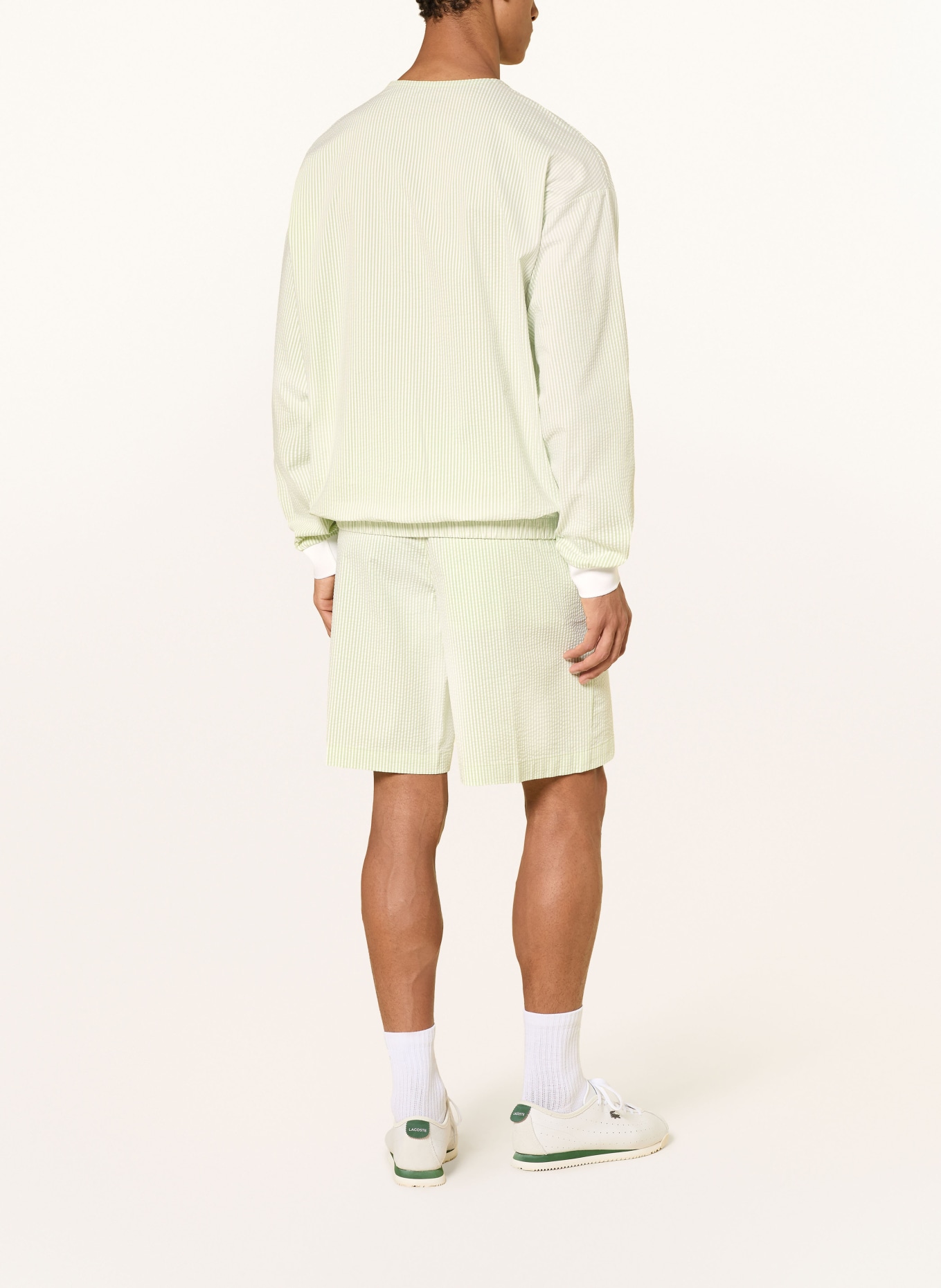 LACOSTE Sweat-shirt: VERT CLAIR / BLANC