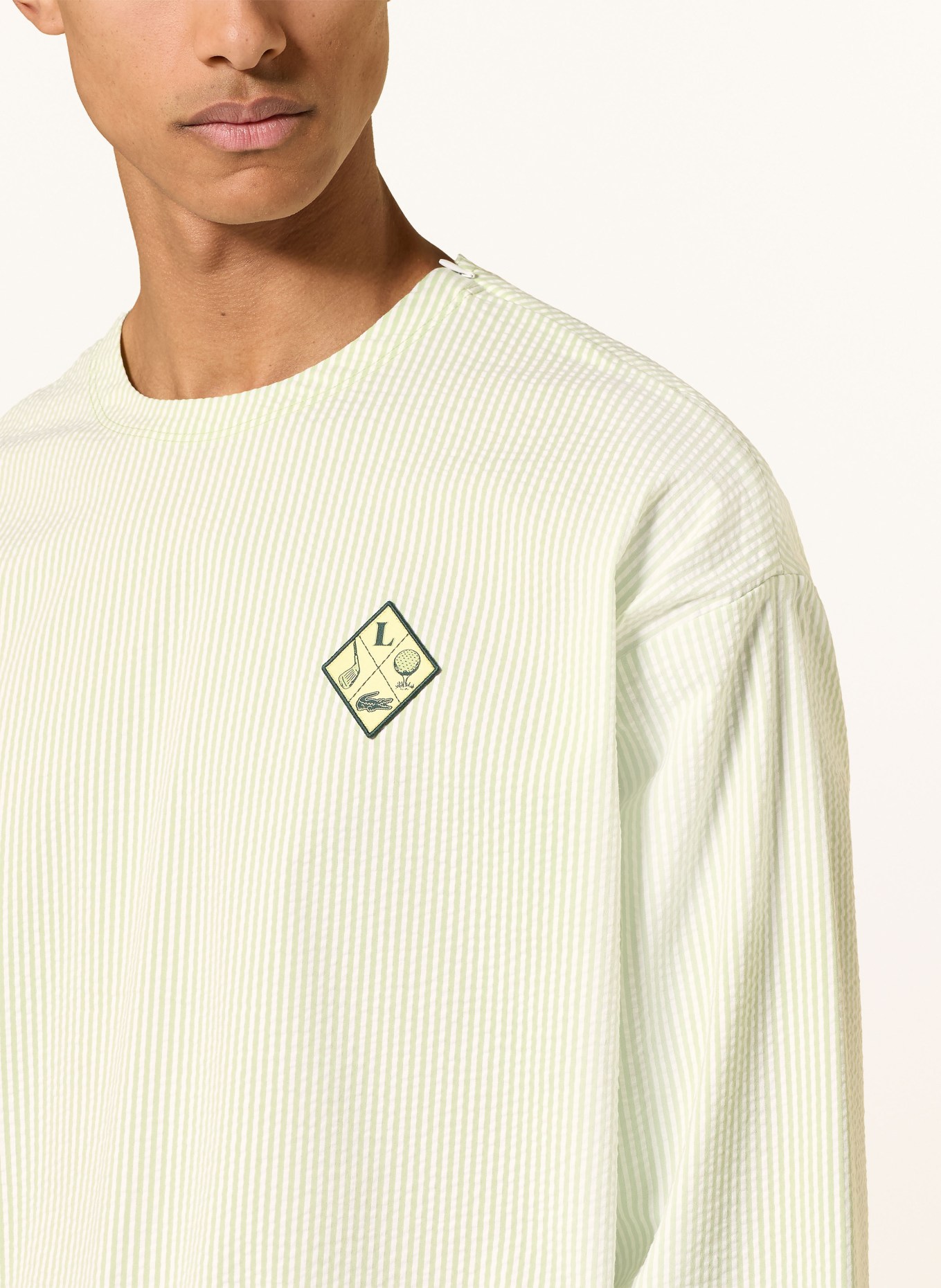 LACOSTE Sweat-shirt: VERT CLAIR / BLANC