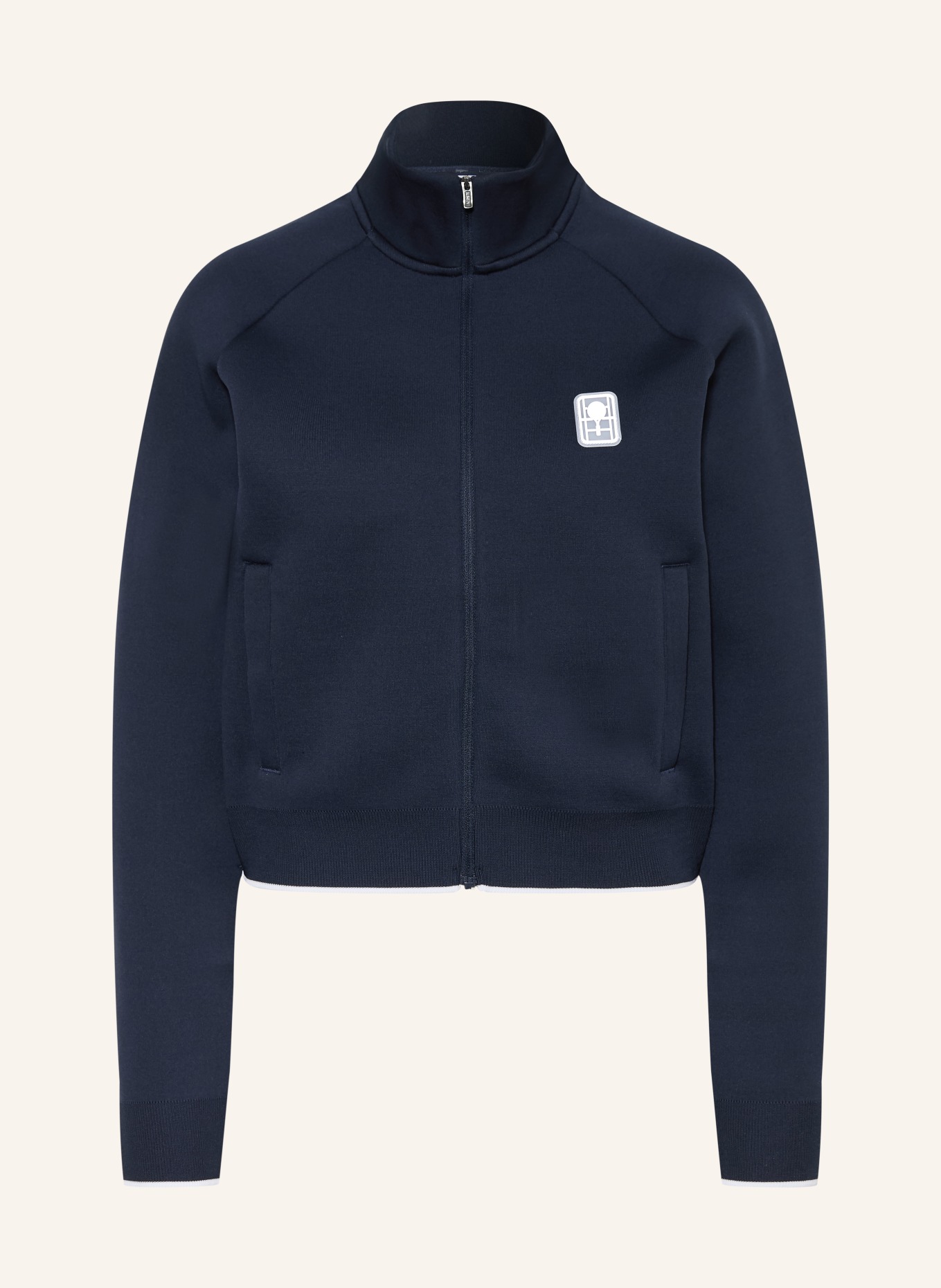 LACOSTE Oversized-Sweatjacke HERITAGE: DUNKELBLAU / WEISS