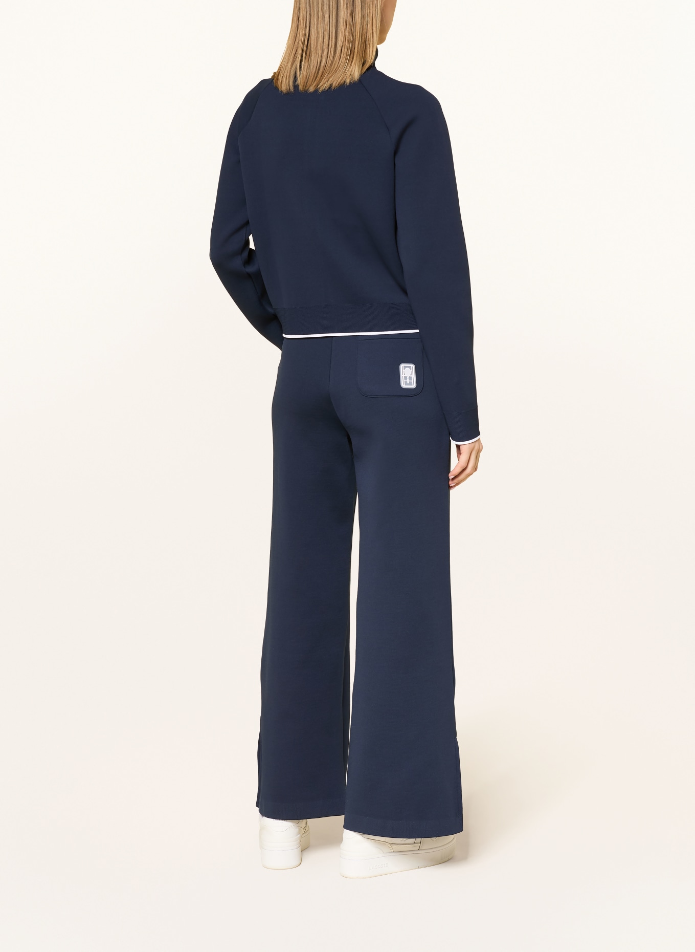 LACOSTE Oversized-Sweatjacke HERITAGE: DUNKELBLAU / WEISS