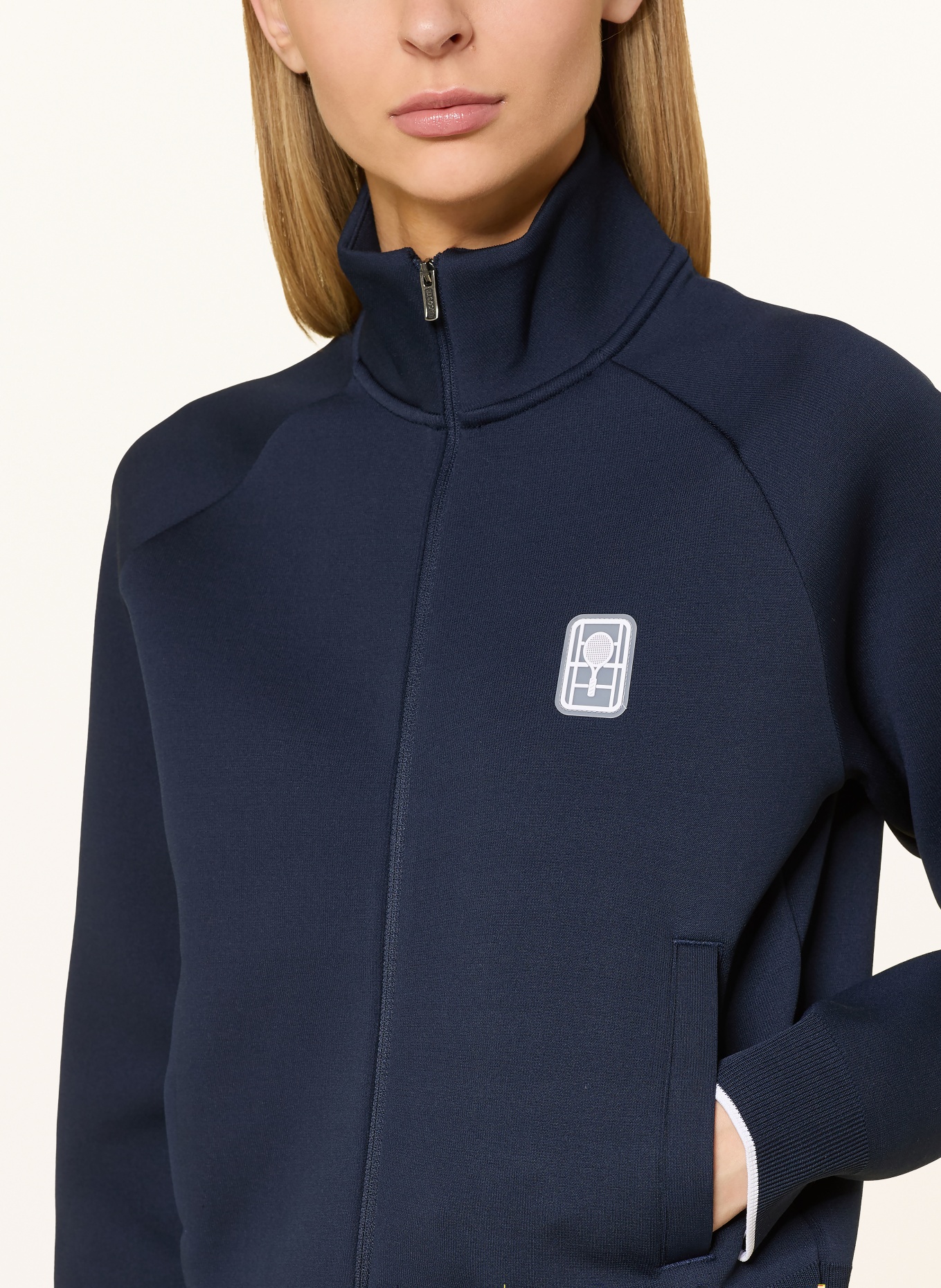 LACOSTE Oversized-Sweatjacke HERITAGE: DUNKELBLAU / WEISS