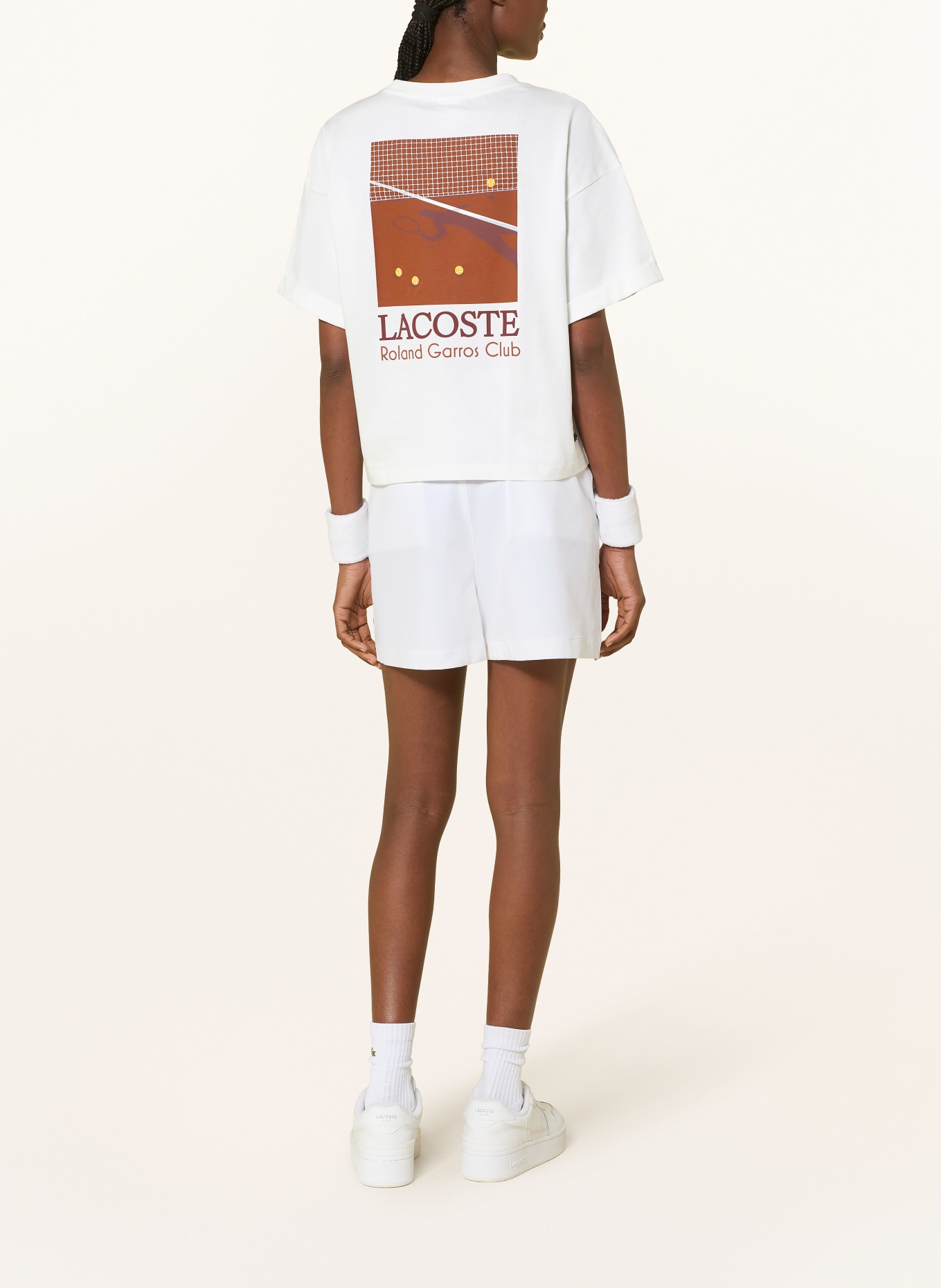 LACOSTE T-shirt: ÉCRU / MARRON