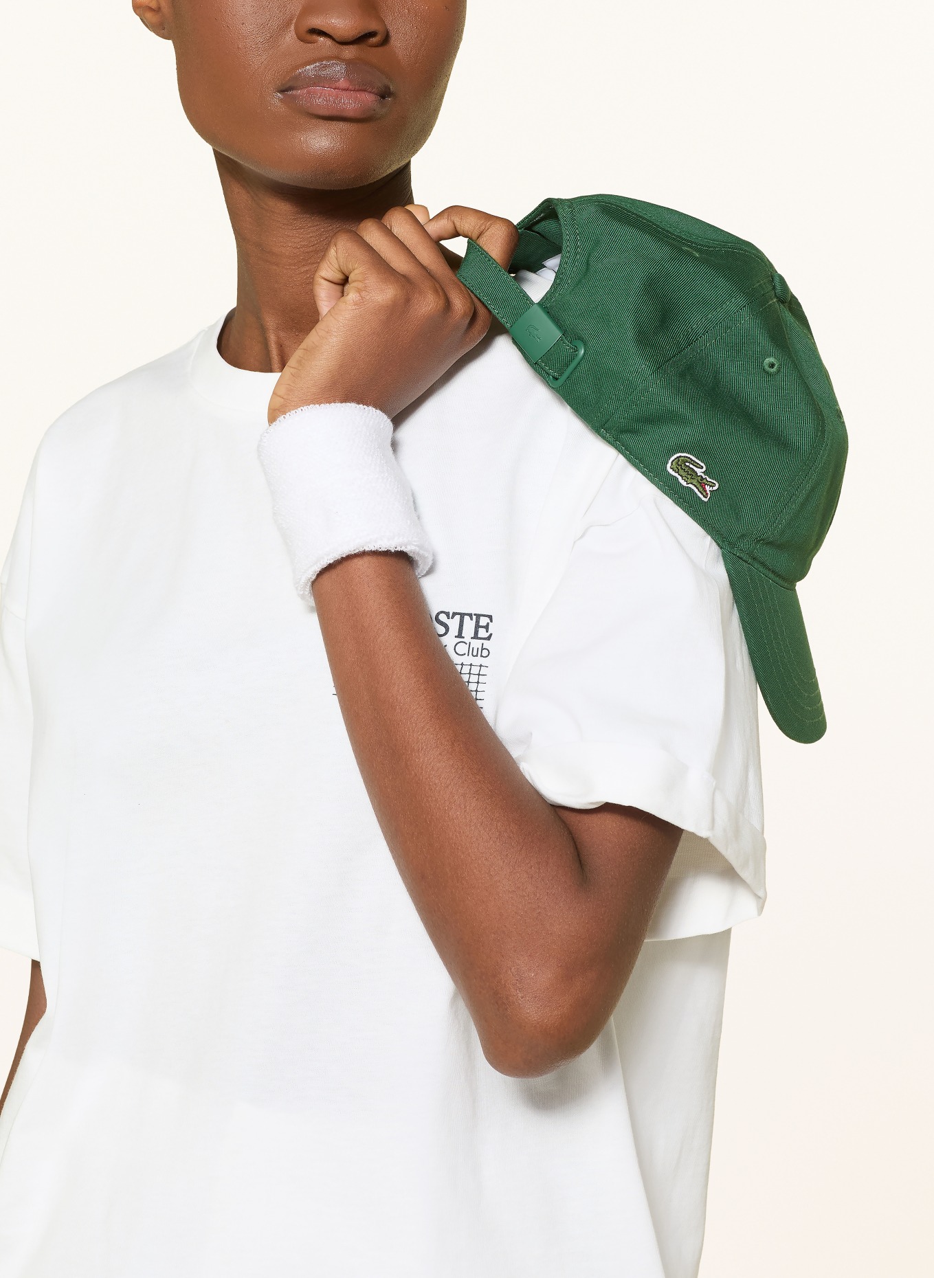 LACOSTE T-shirt: ÉCRU / MARRON