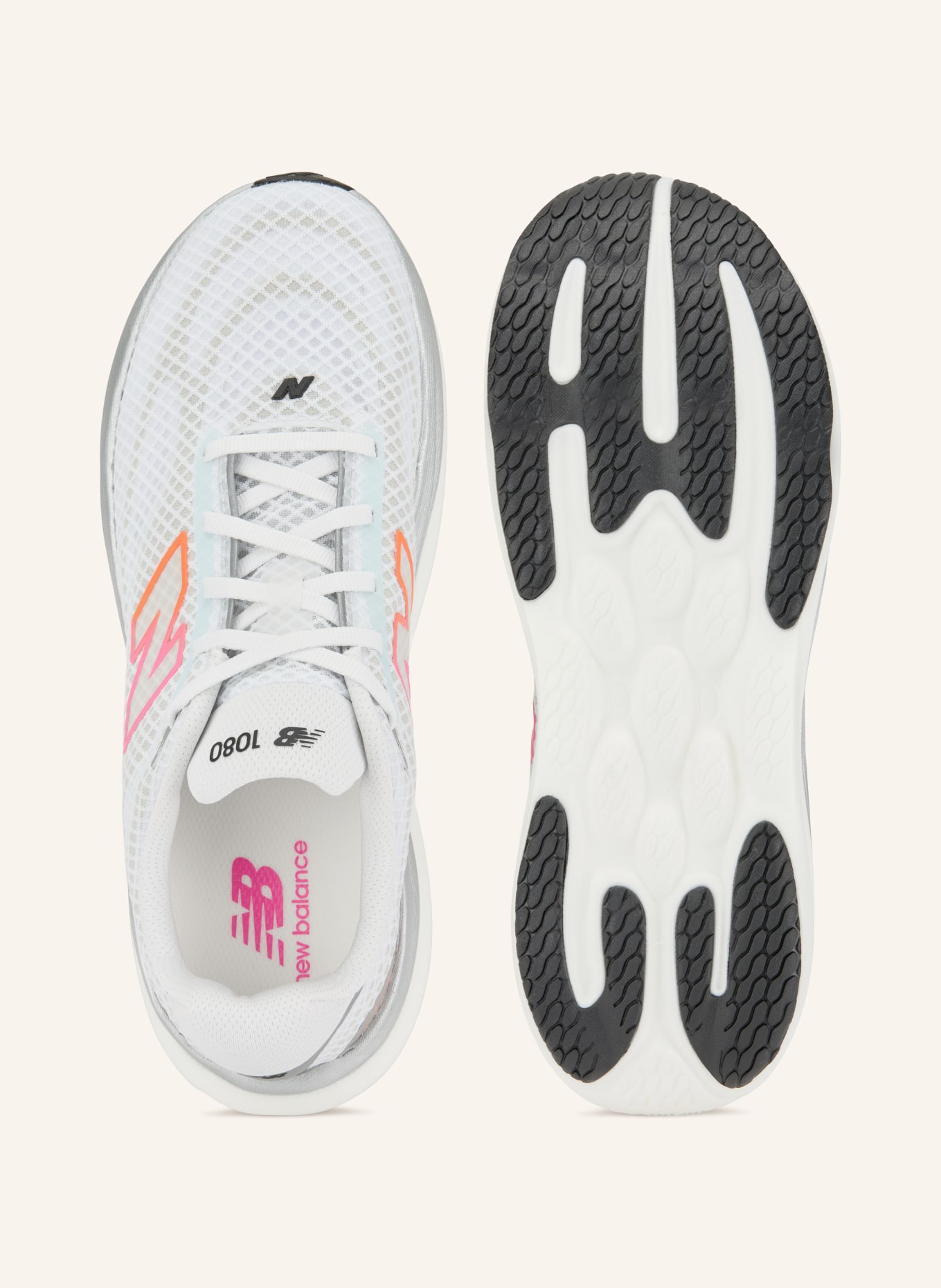 new balance Chaussures de course 1080: BLANC / ROSE FUCHSIA / ORANGE