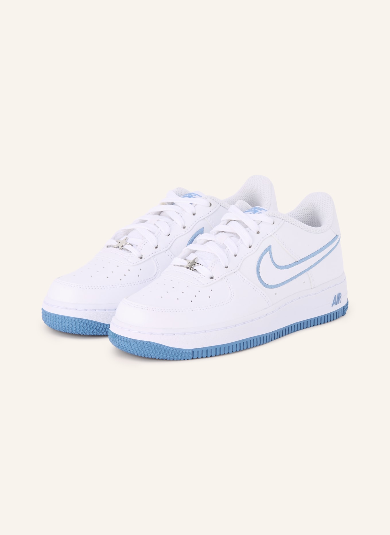 Nike Sneaker AIR FORCE 1 GS: WEISS / SILBER / BLAU