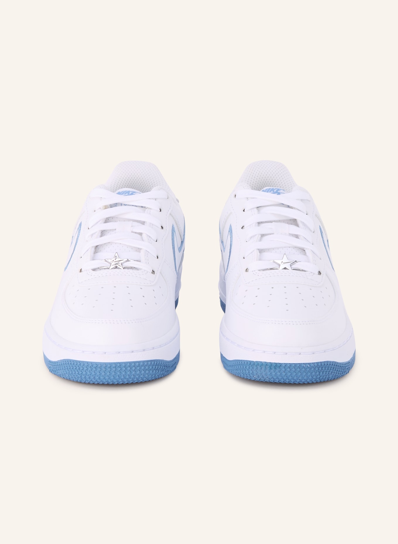 Nike Sneaker AIR FORCE 1 GS: WEISS / SILBER / BLAU
