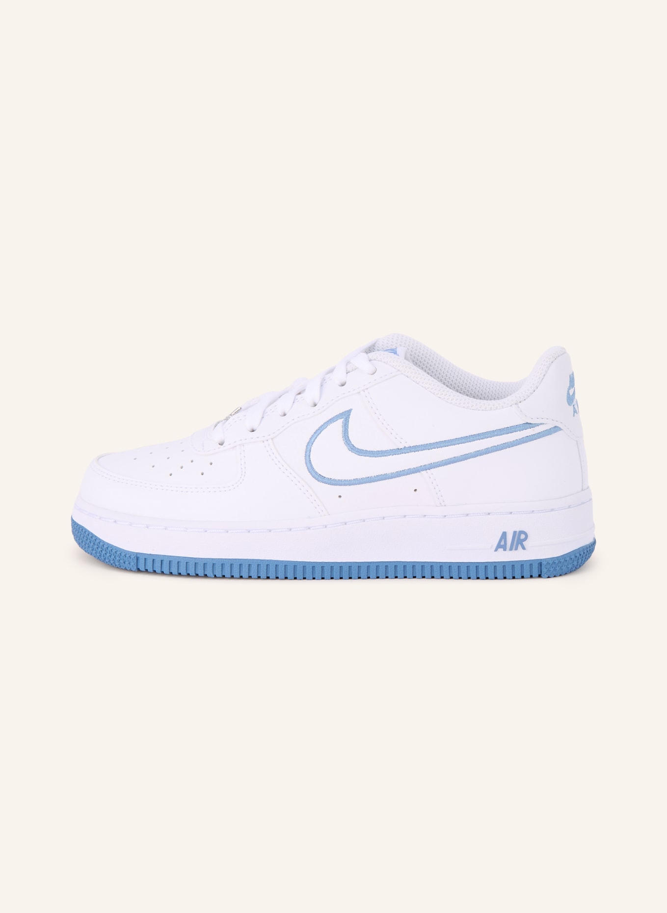 Nike Sneaker AIR FORCE 1 GS: WEISS / SILBER / BLAU