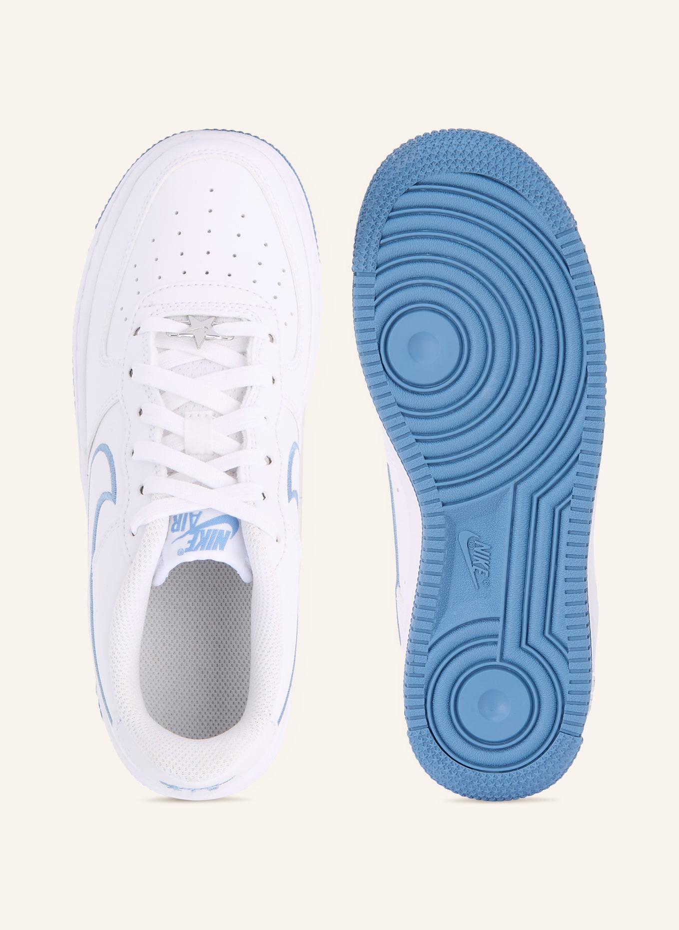 Nike Sneaker AIR FORCE 1 GS: WEISS / SILBER / BLAU
