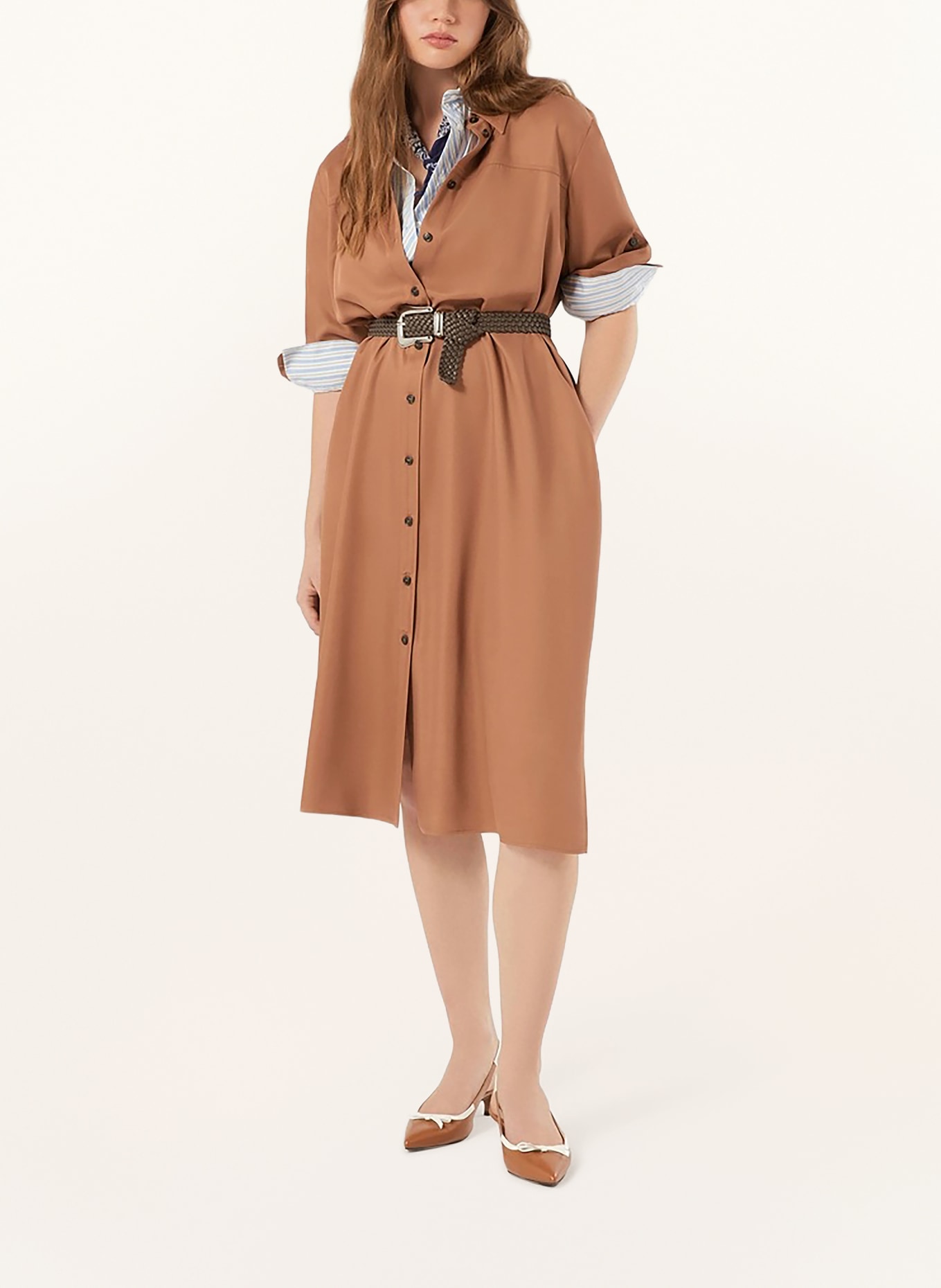 PERSONA MARINA RINALDI Robe chemise CERTA: COGNAC